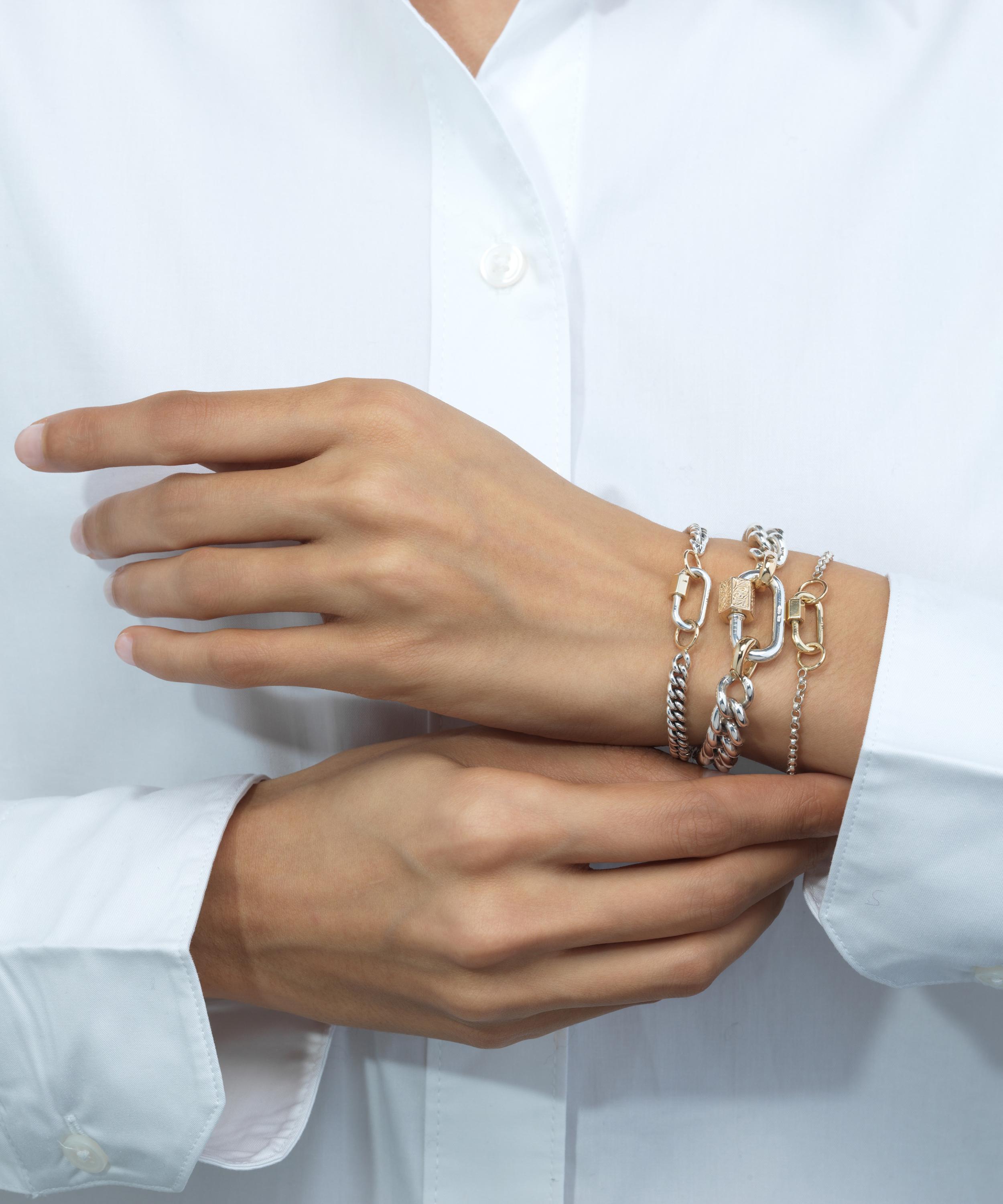 Marla Aaron - Mini Mega Chain and Embossed Chubby Medium Lock Bracelet image number 1