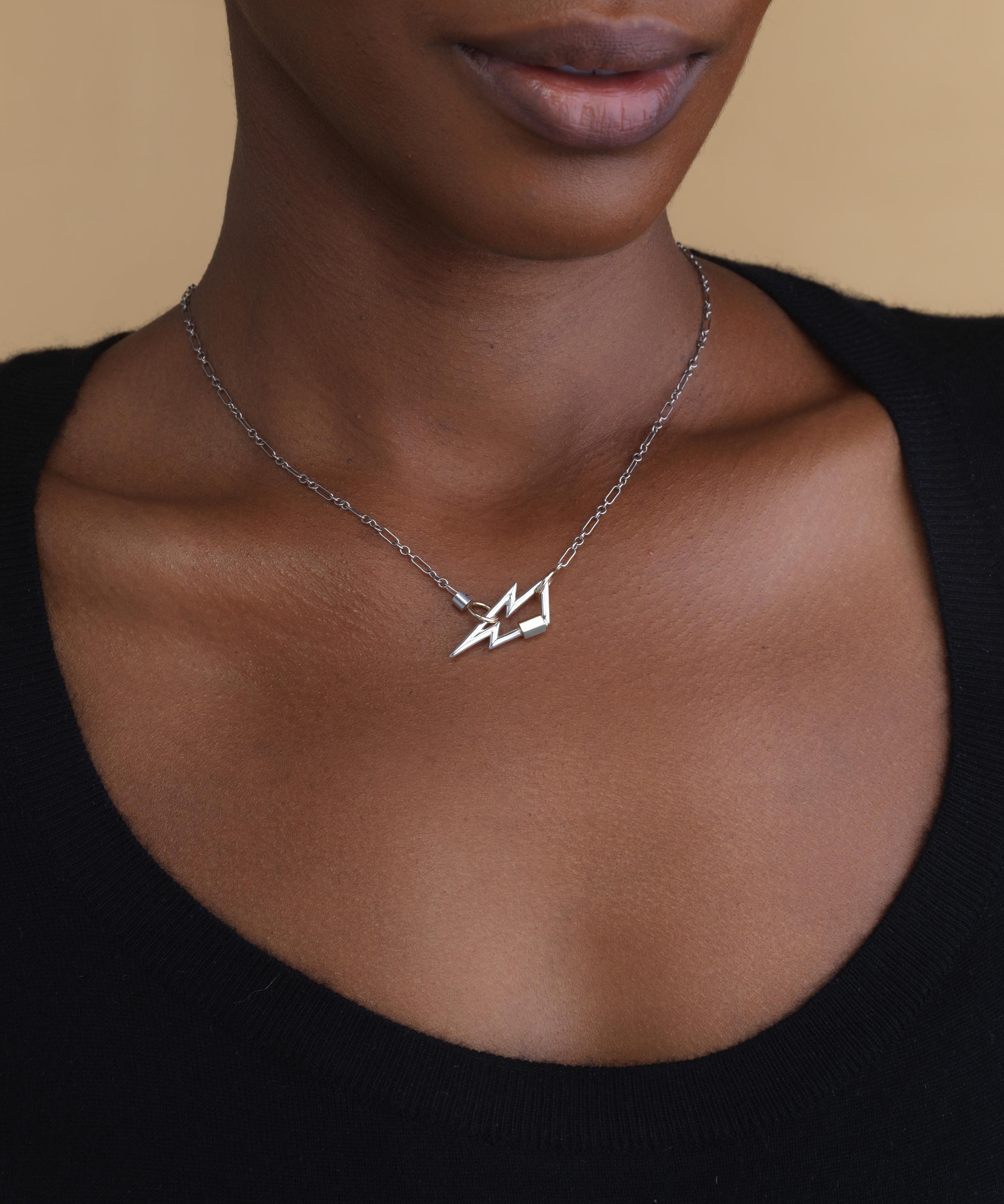 Marla Aaron - Silver Old World Chain and Botlock Necklace image number 1