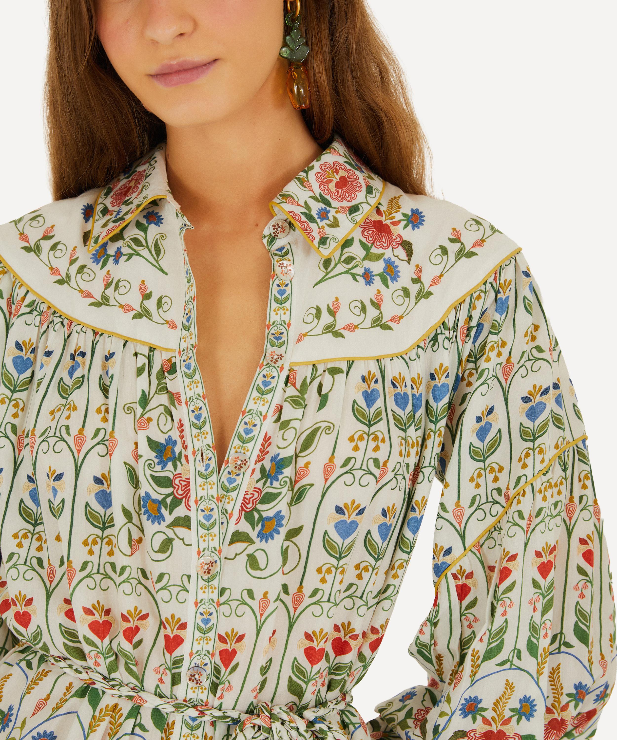 FARM Rio - Off-White Stitched Garden Linen Mini Dress image number 1