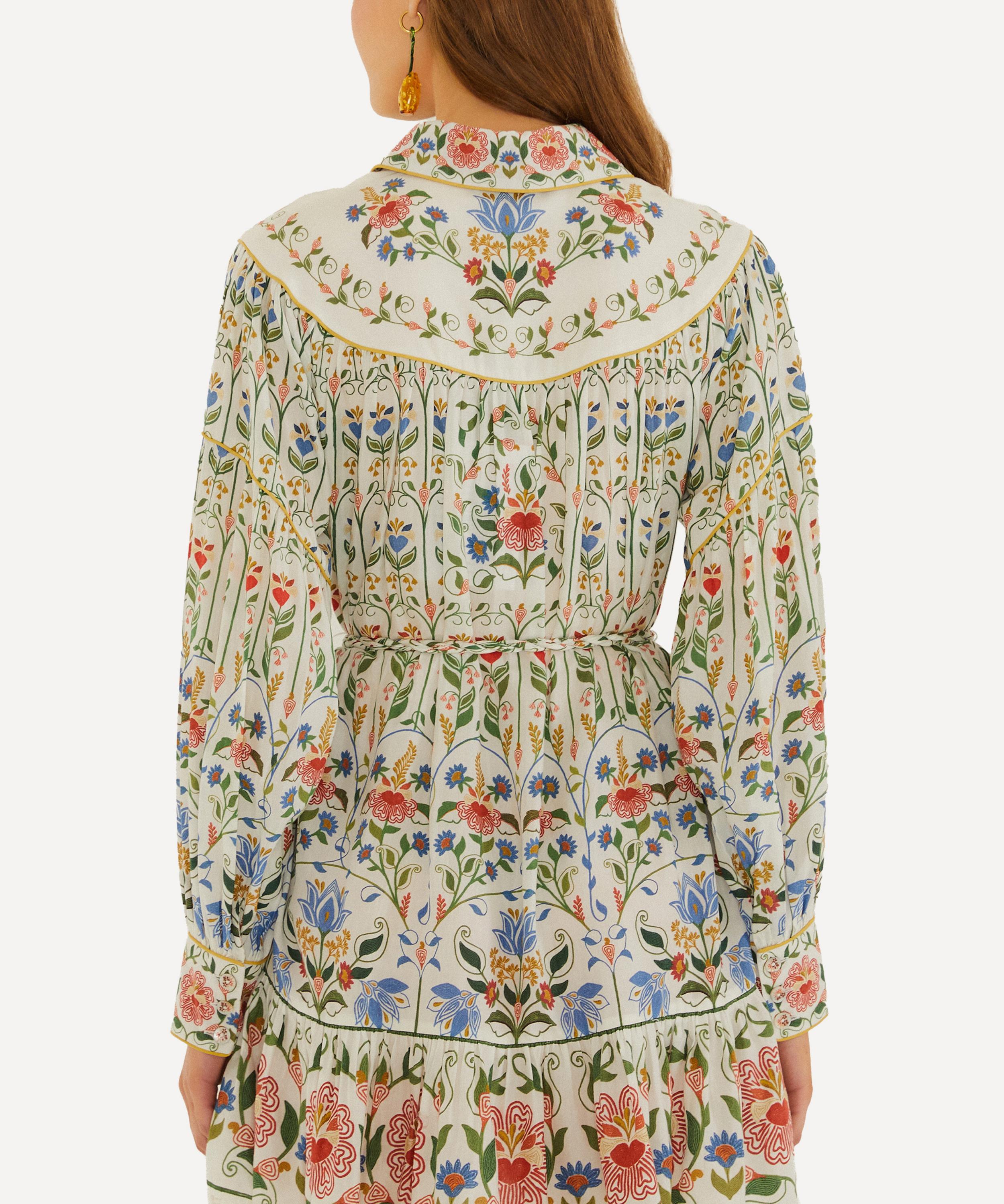 FARM Rio - Off-White Stitched Garden Linen Mini Dress image number 2
