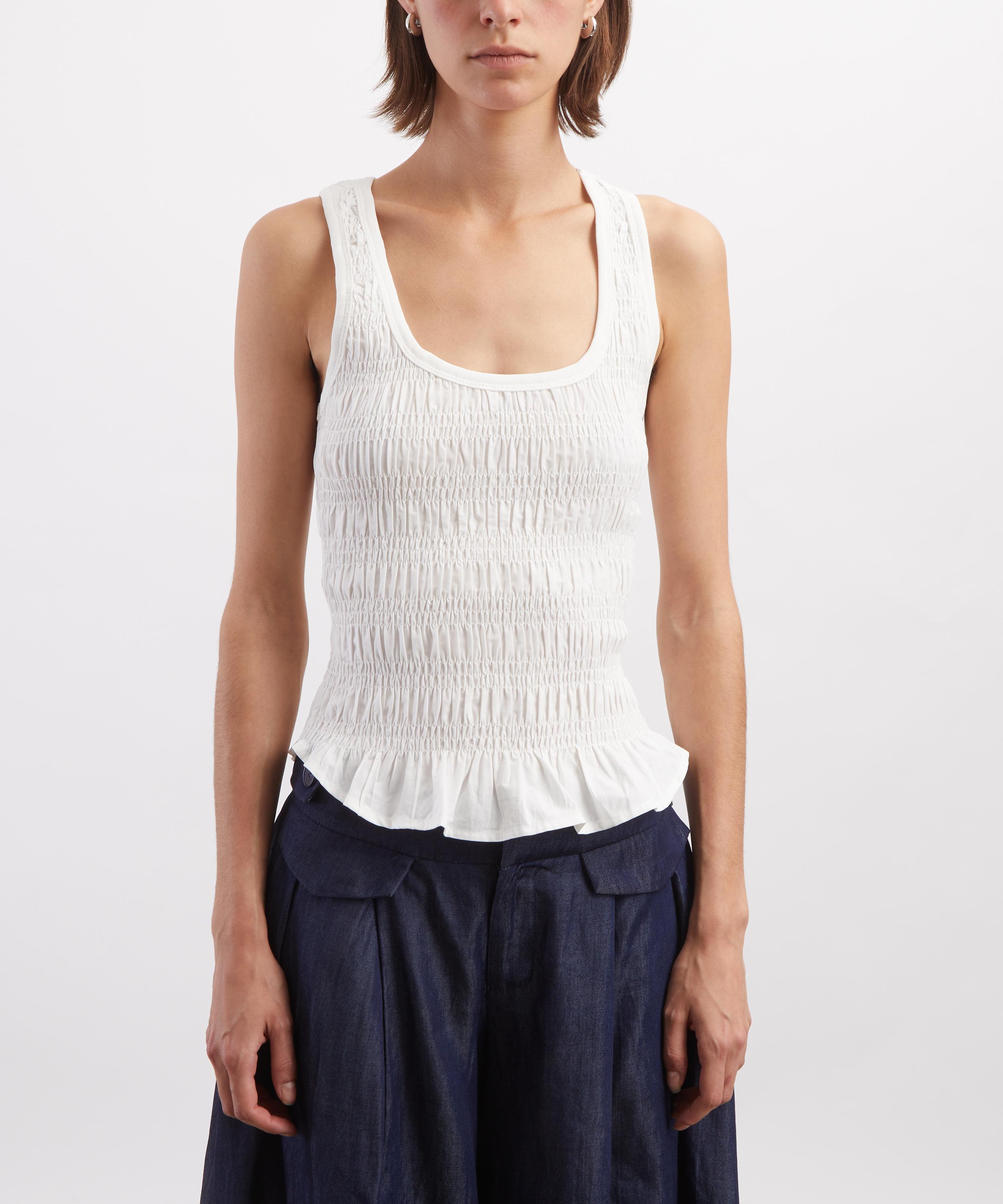 Peachy Den - Deba White Shirred Vest Top image number 2