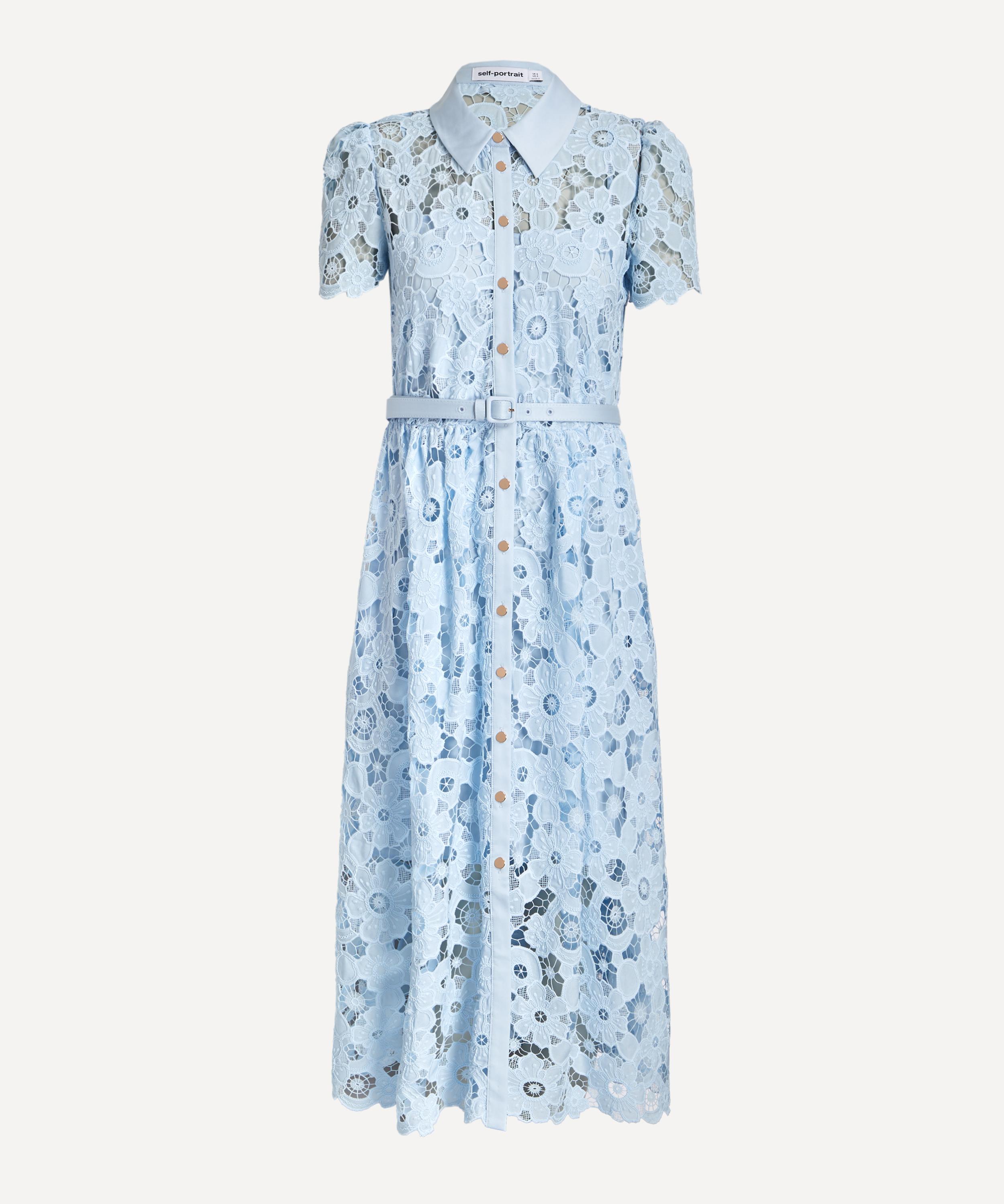 Self-Portrait - Blue Guipure Lace Midi Dress