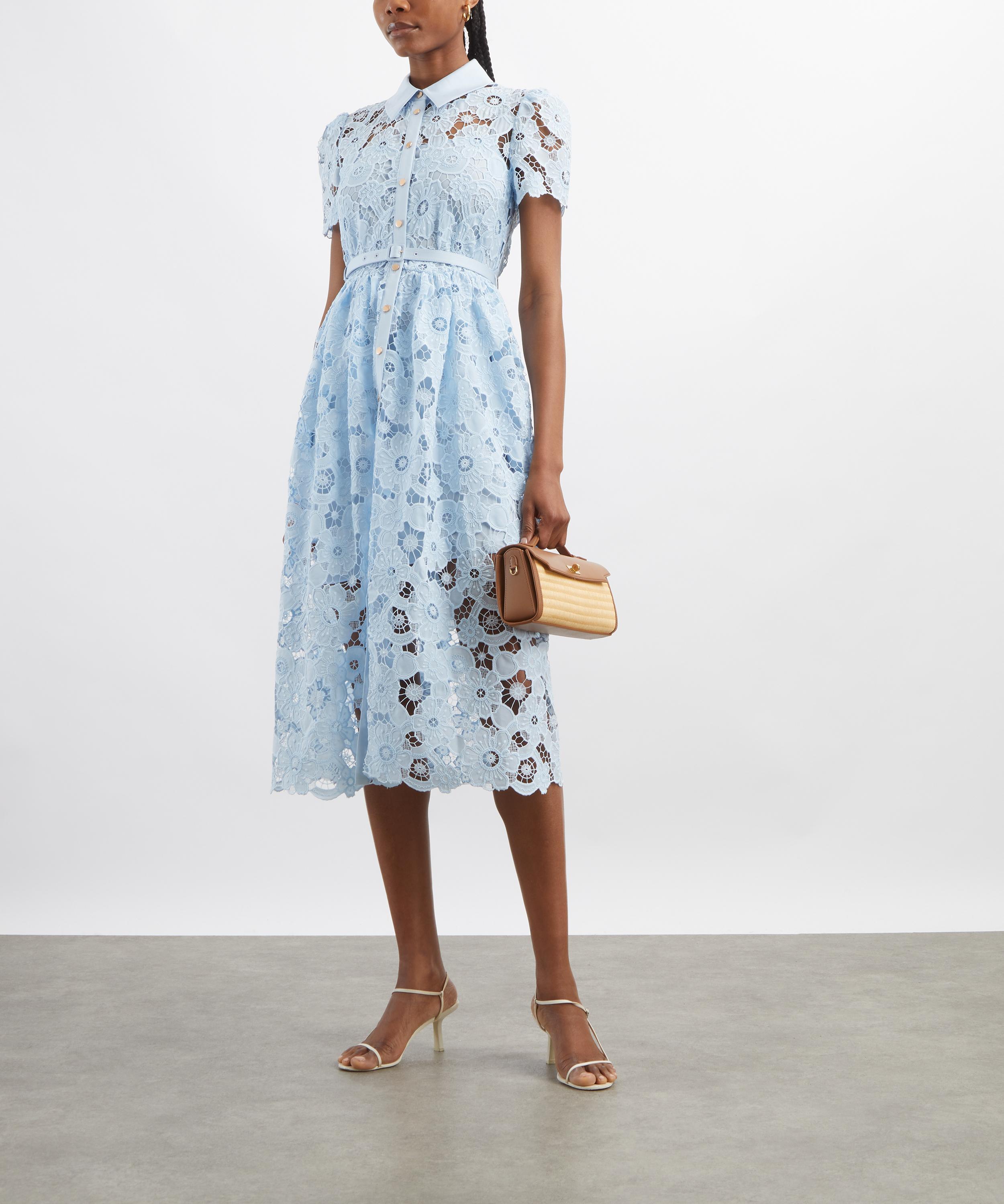 Self-Portrait - Blue Guipure Lace Midi Dress image number 1