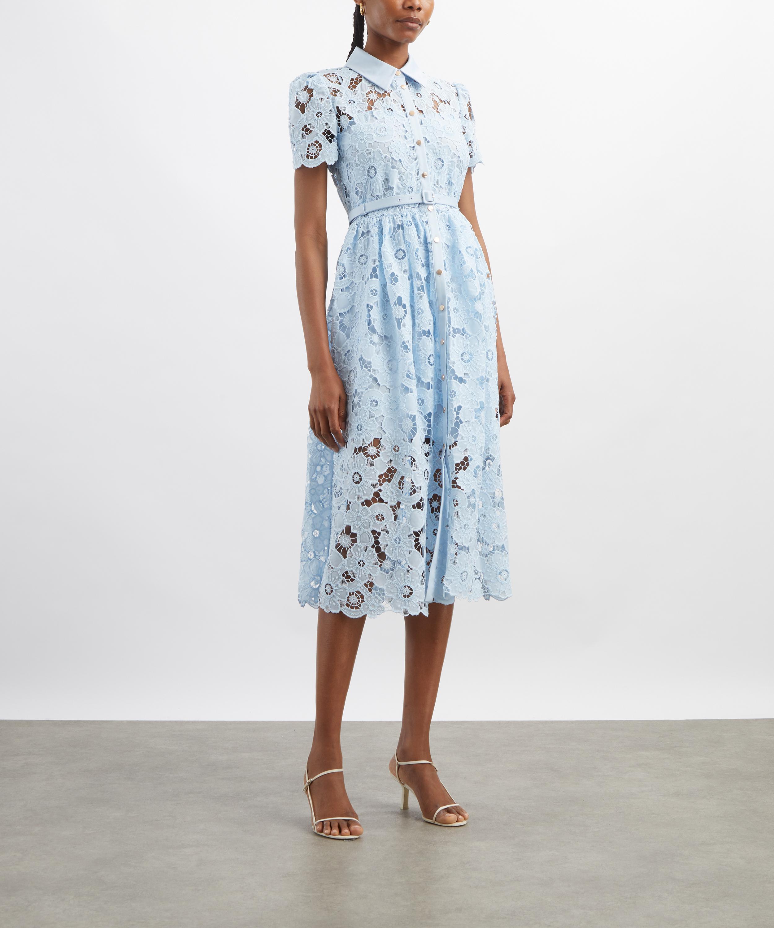 Self-Portrait - Blue Guipure Lace Midi Dress image number 2
