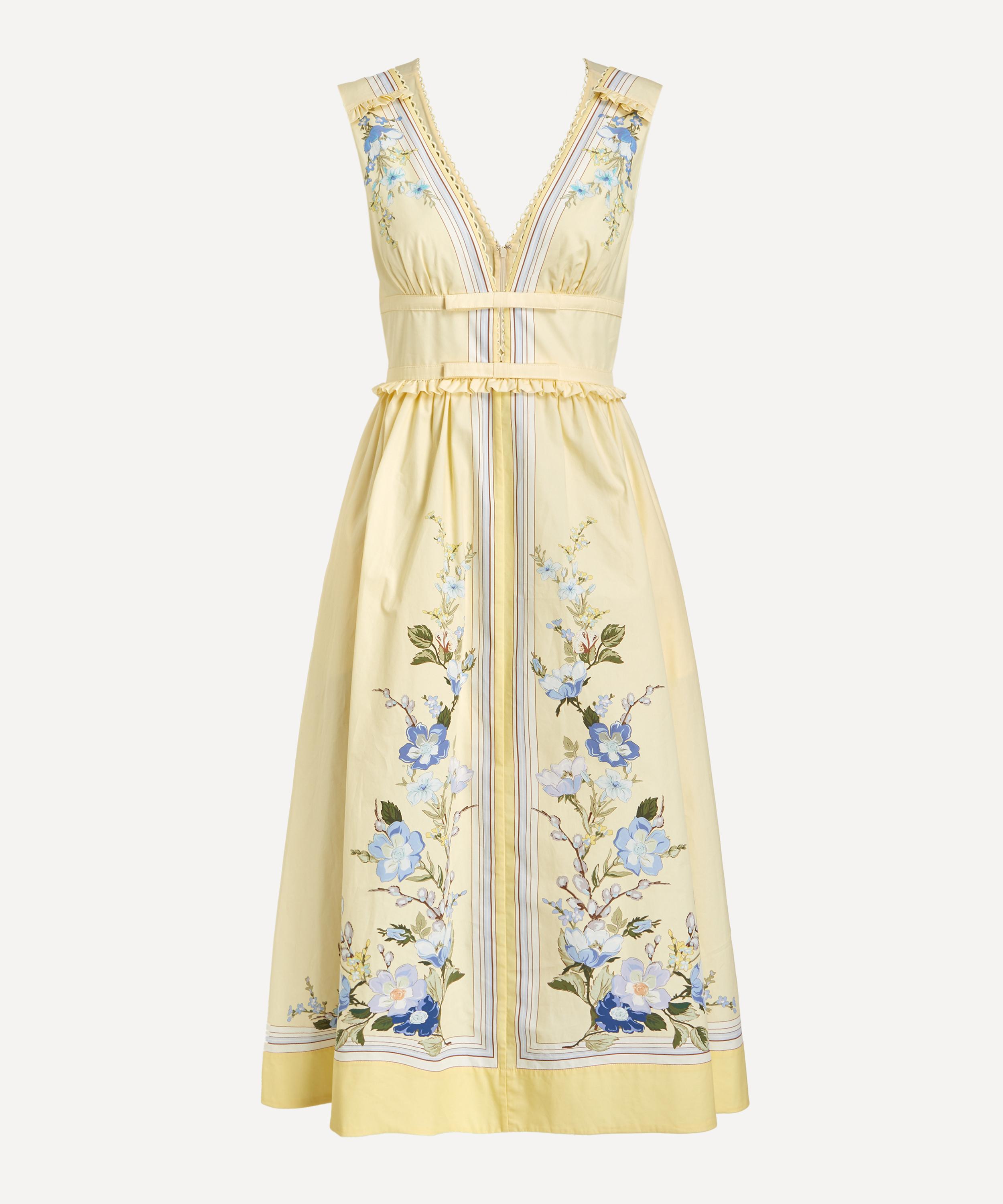 Self-Portrait - Yellow Poplin Midi Dress