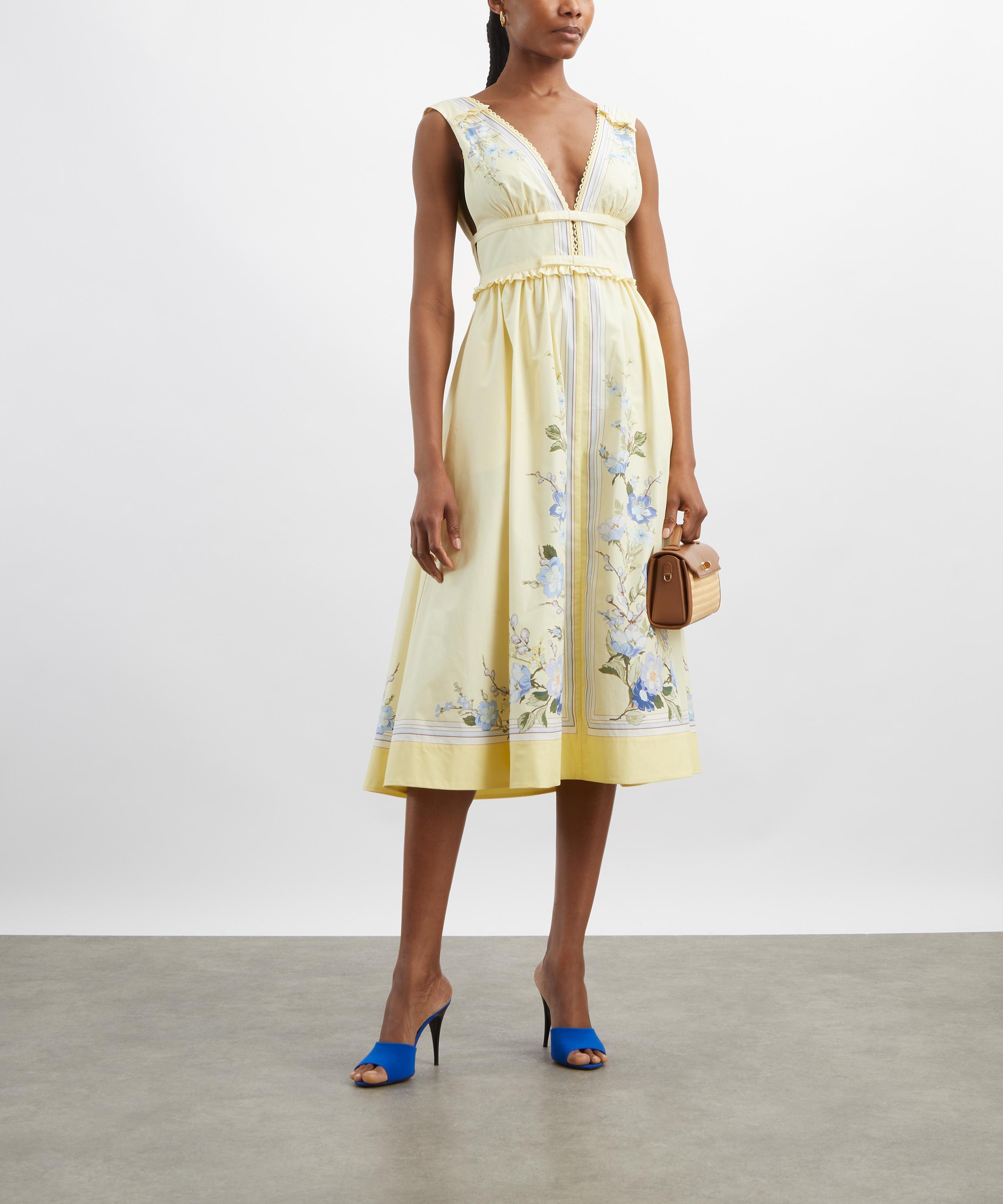Self-Portrait - Yellow Poplin Midi Dress image number 1