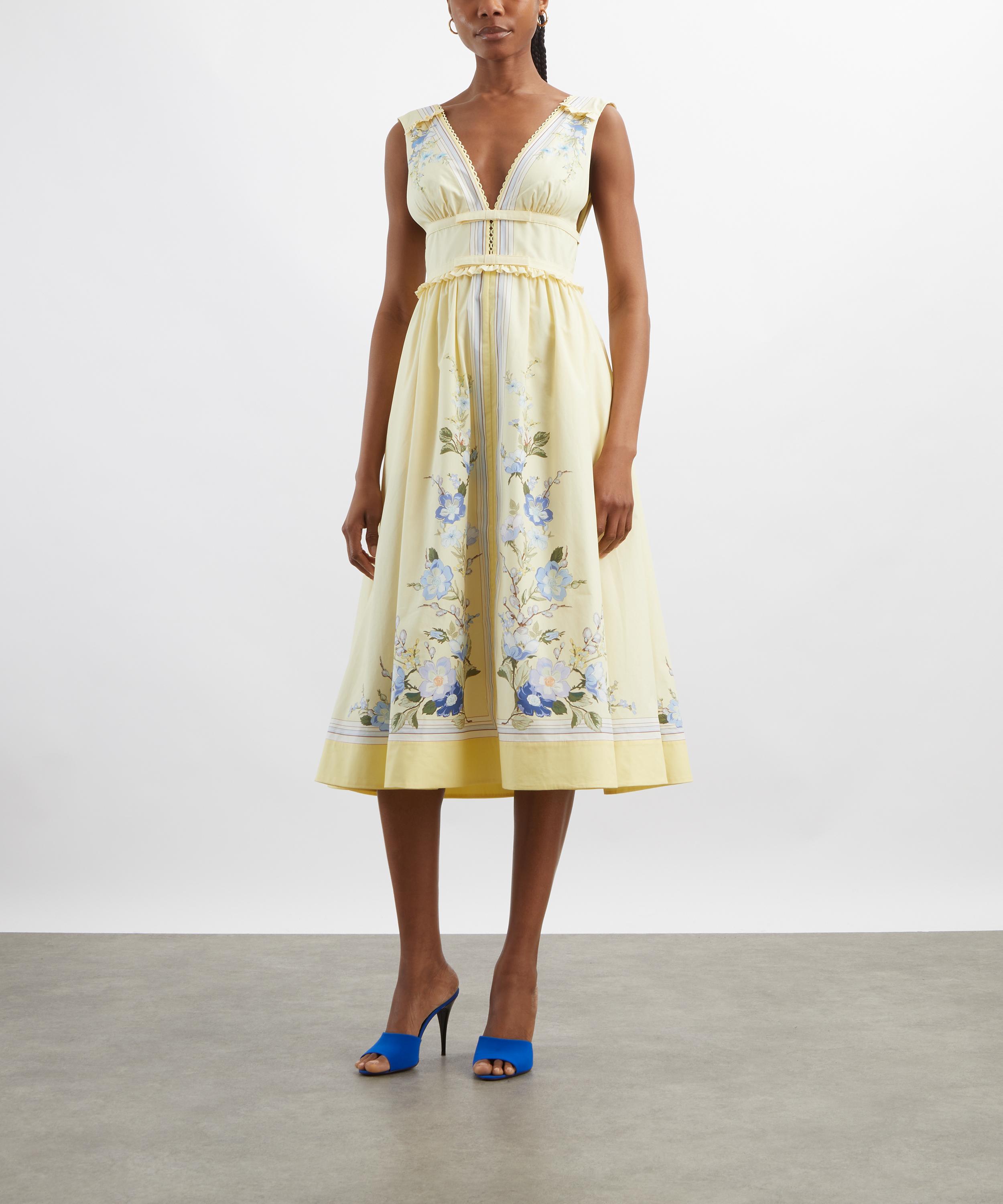 Self-Portrait - Yellow Poplin Midi Dress image number 2