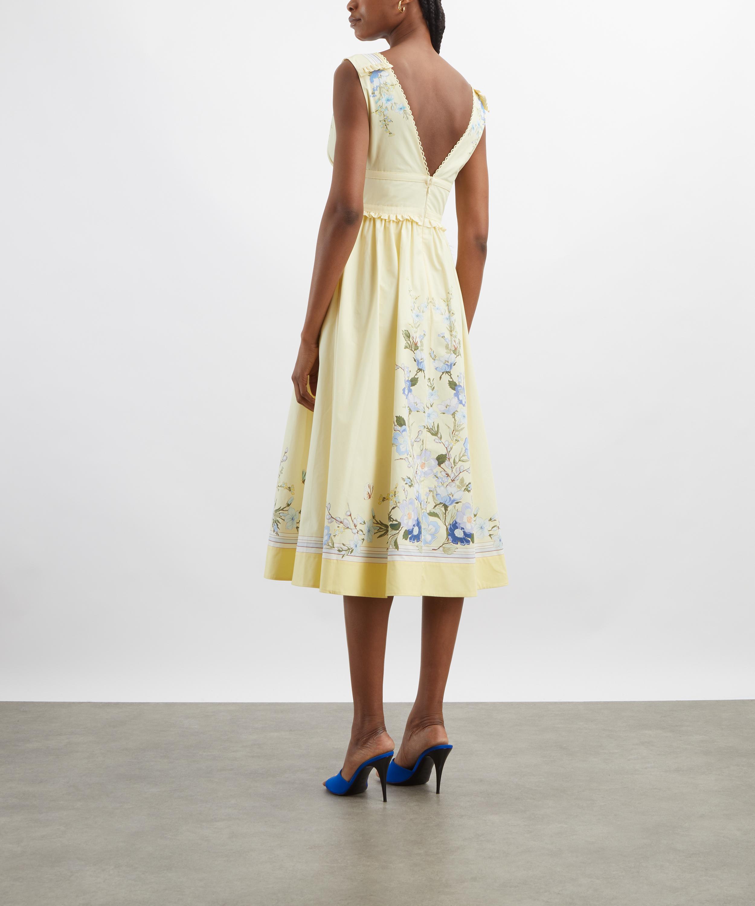Self-Portrait - Yellow Poplin Midi Dress image number 3