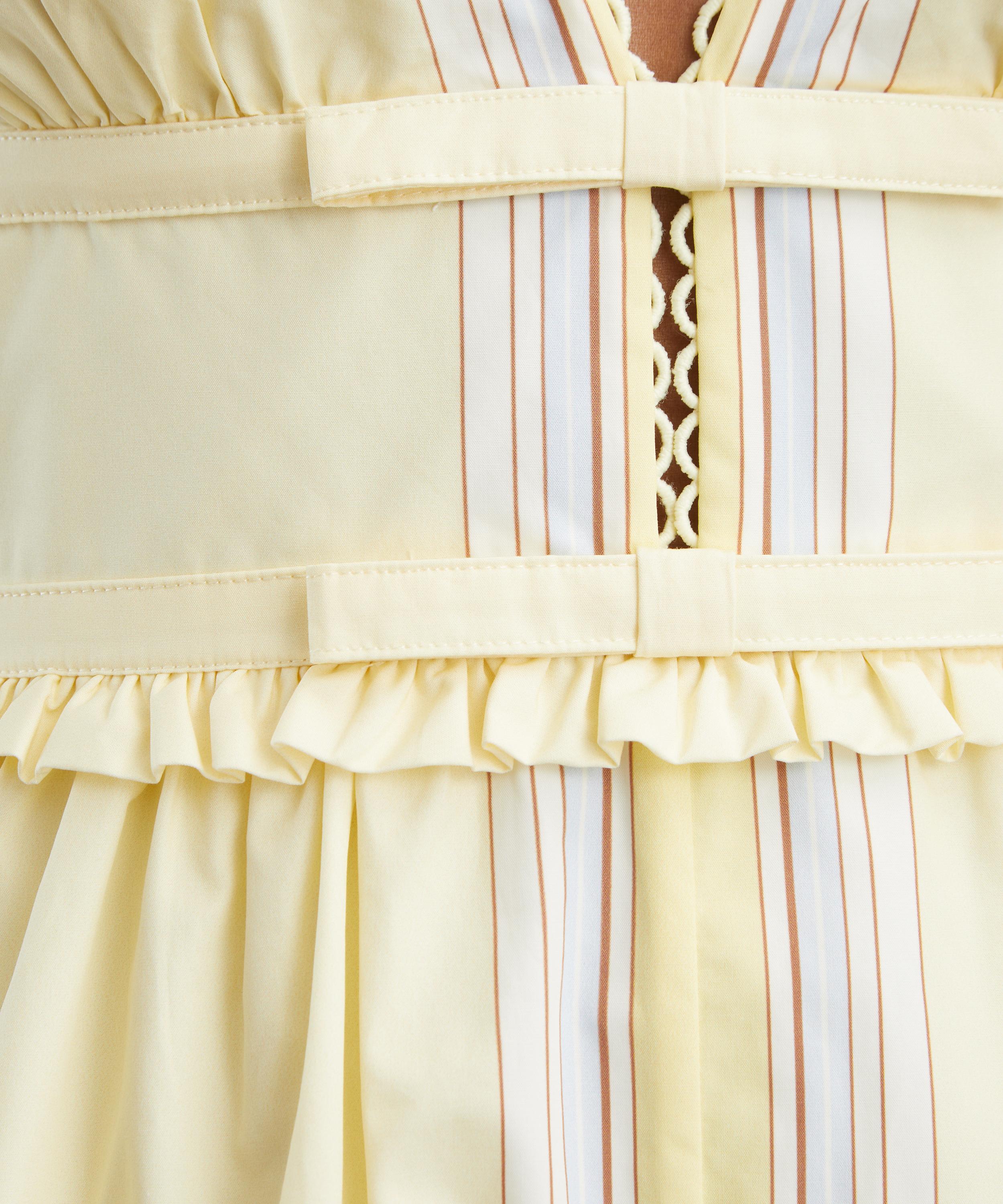 Self-Portrait - Yellow Poplin Midi Dress image number 4