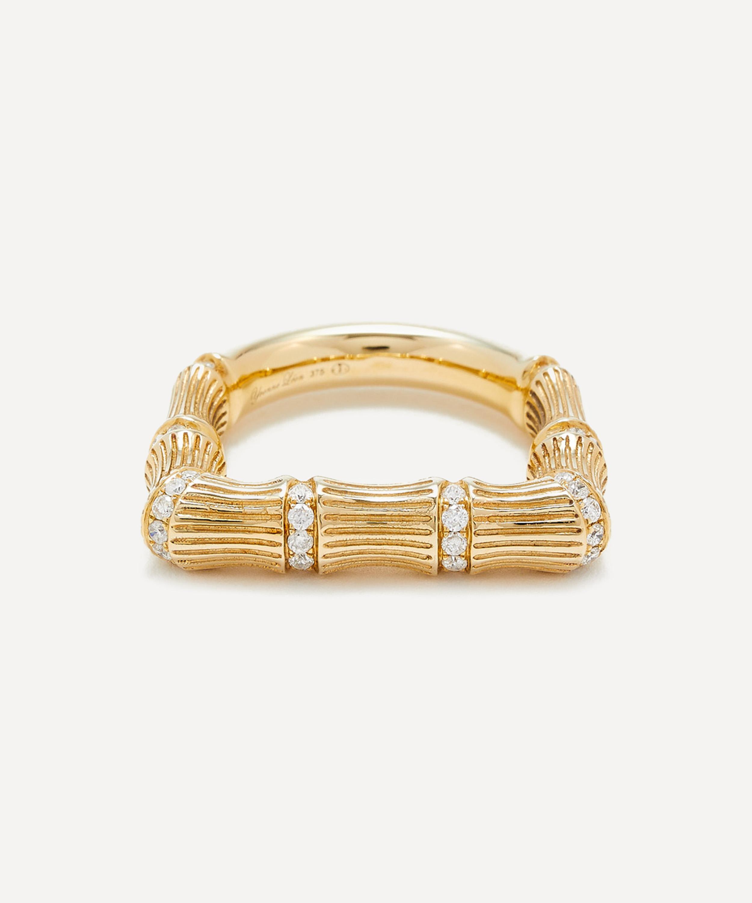 Yvonne L&eacute;on - 9ct Gold Bamboo Diamond Ring image number 2