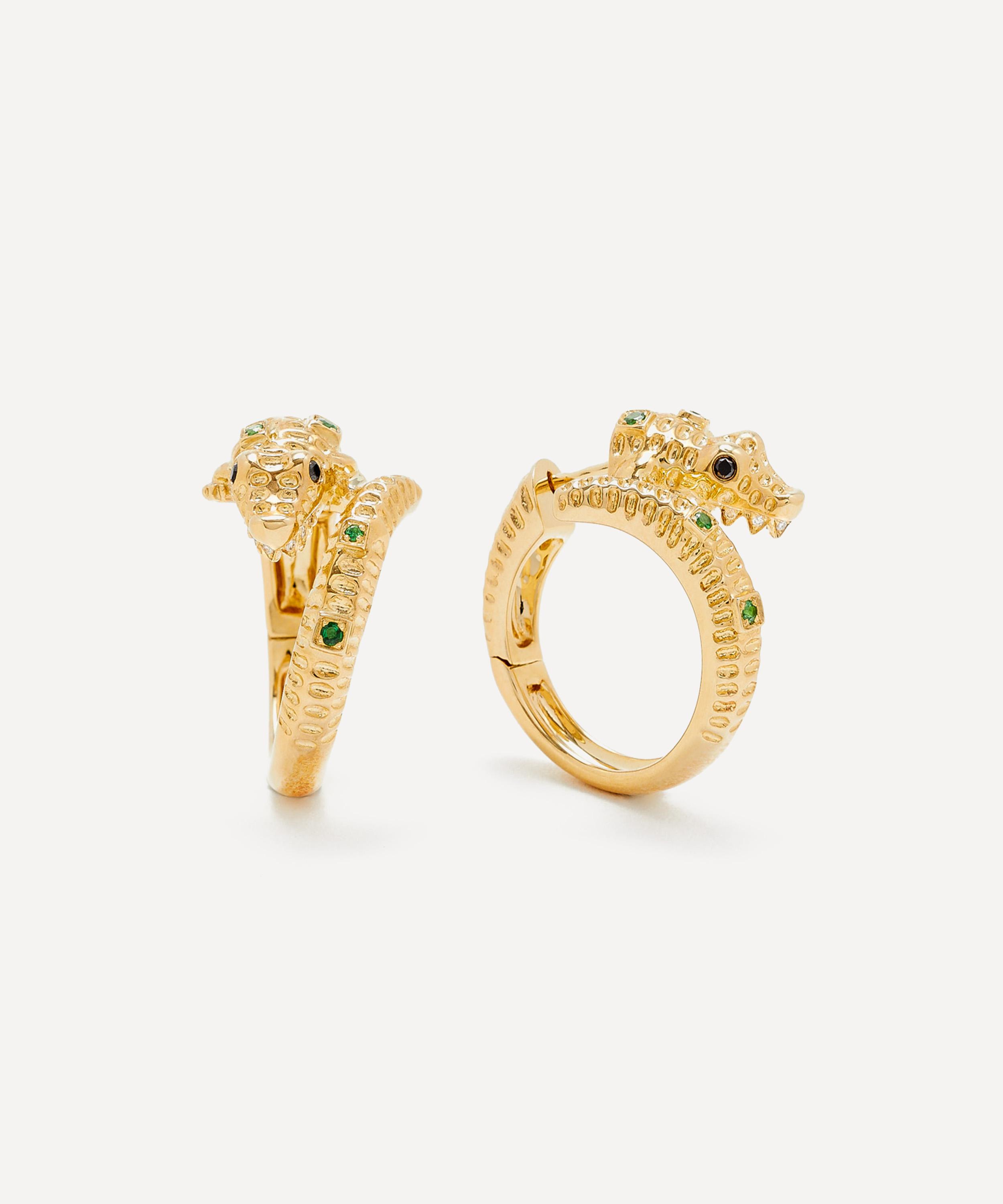 Yvonne L&eacute;on - 9ct Gold Crocodile Hoop Earrings