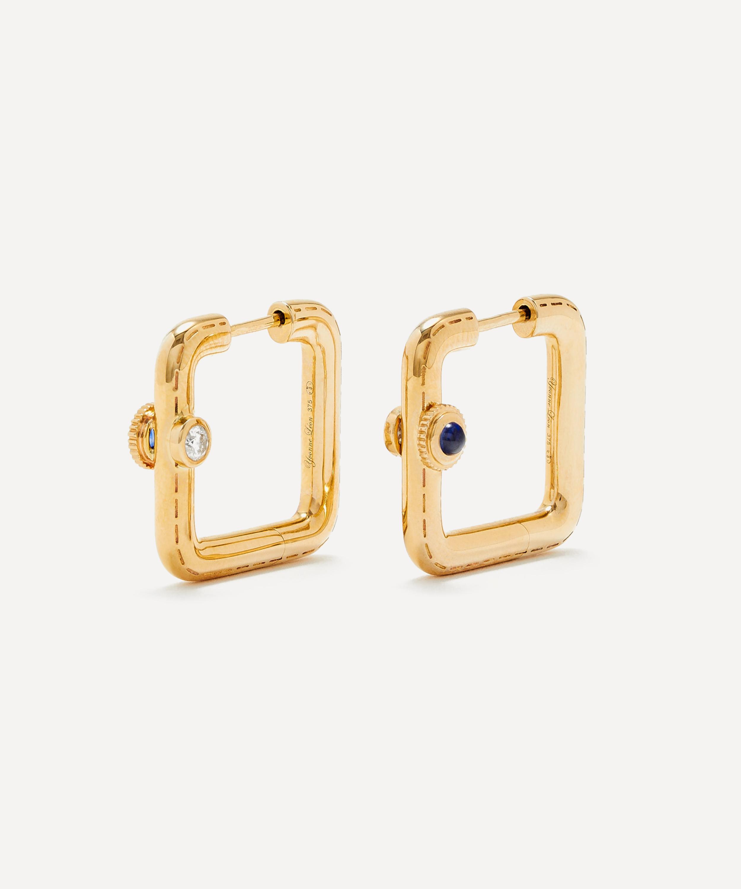 Yvonne L&eacute;on - 9ct Gold Blue Sapphire Hoop Earrings