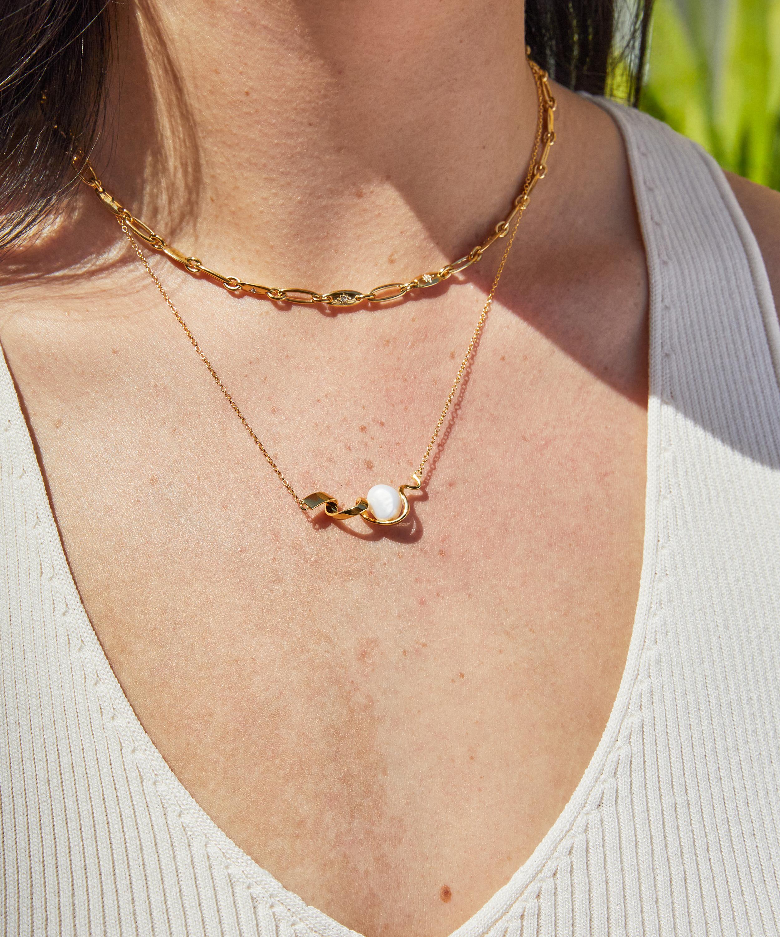 Astley Clarke - 18ct Gold-Plated Vermeil Silver Floe Pearl Necklace image number 1