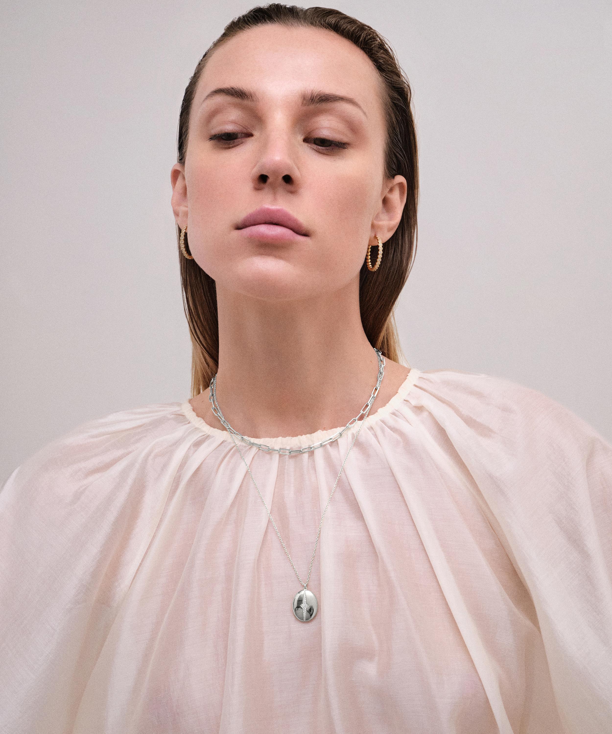 Astley Clarke - Sterling Silver Luna Light Oval Locket Necklace image number 1