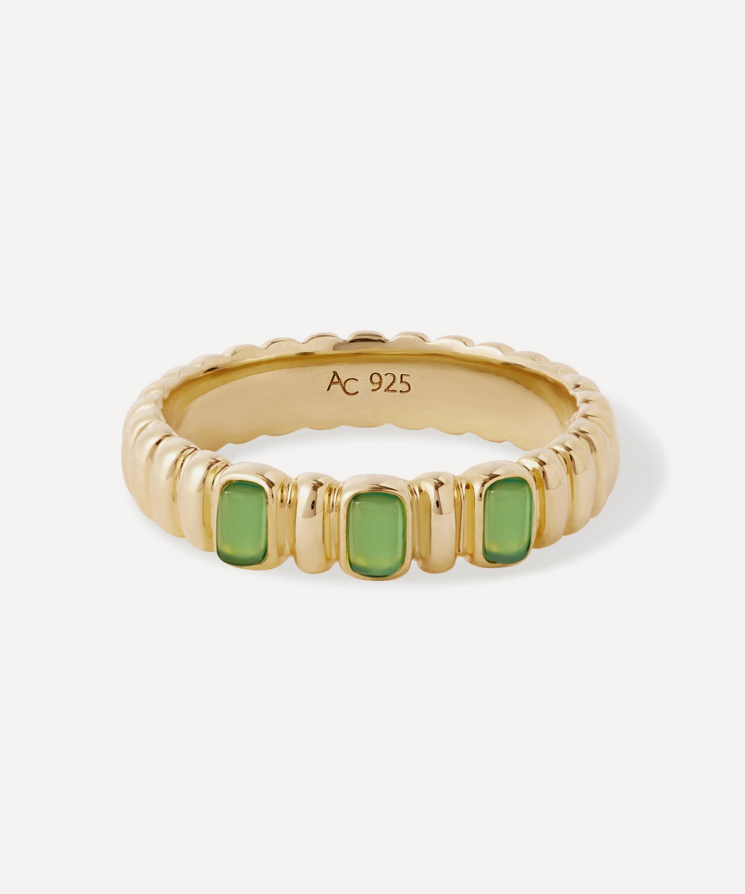 Astley Clarke - 18ct Gold-Plated Vermeil Silver Aurora Ridge Green Chalcedony Eternity Ring