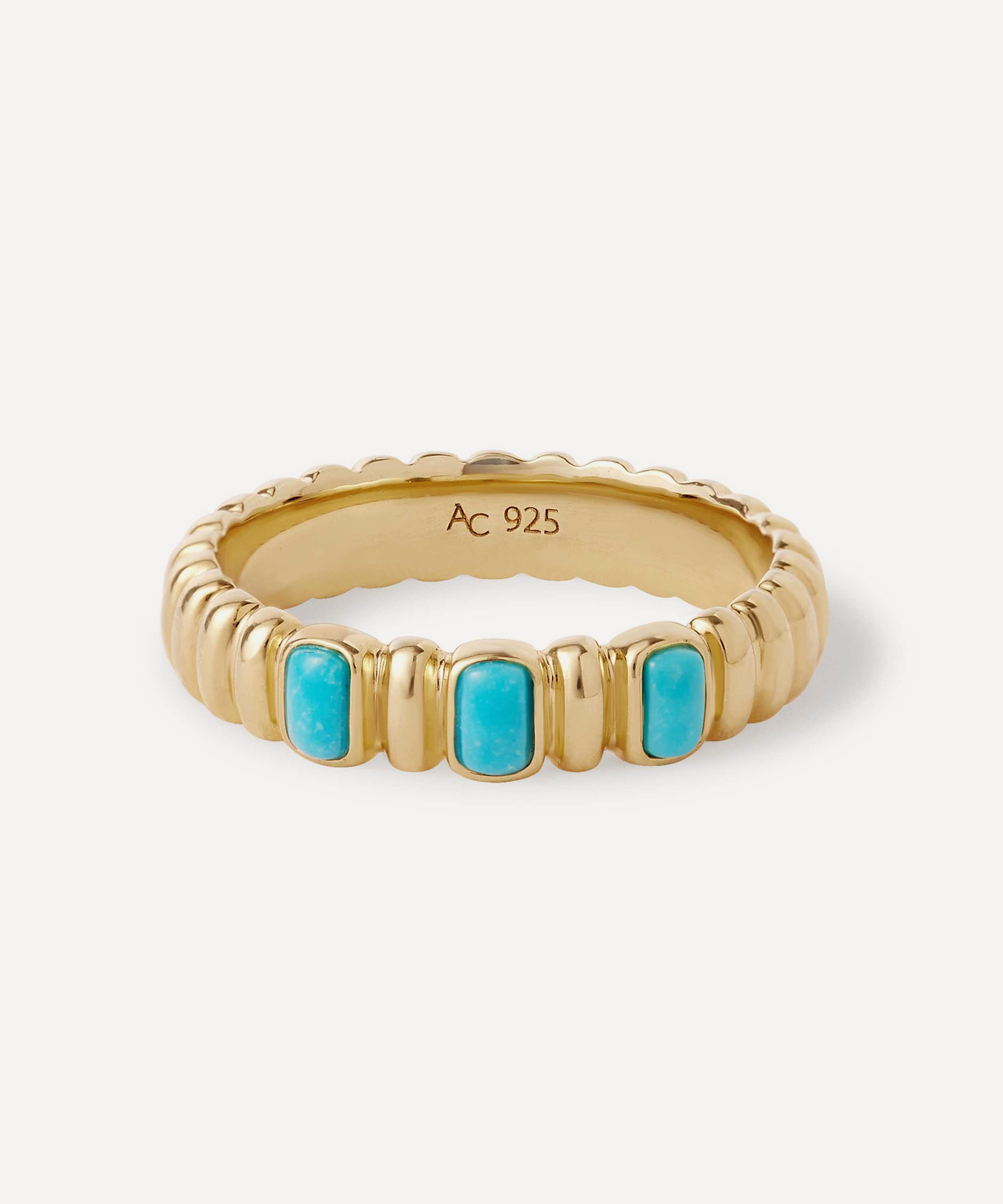 Astley Clarke - 18ct Gold-Plated Vermeil Silver Aurora Ridge Turquoise Eternity Ring image number 0