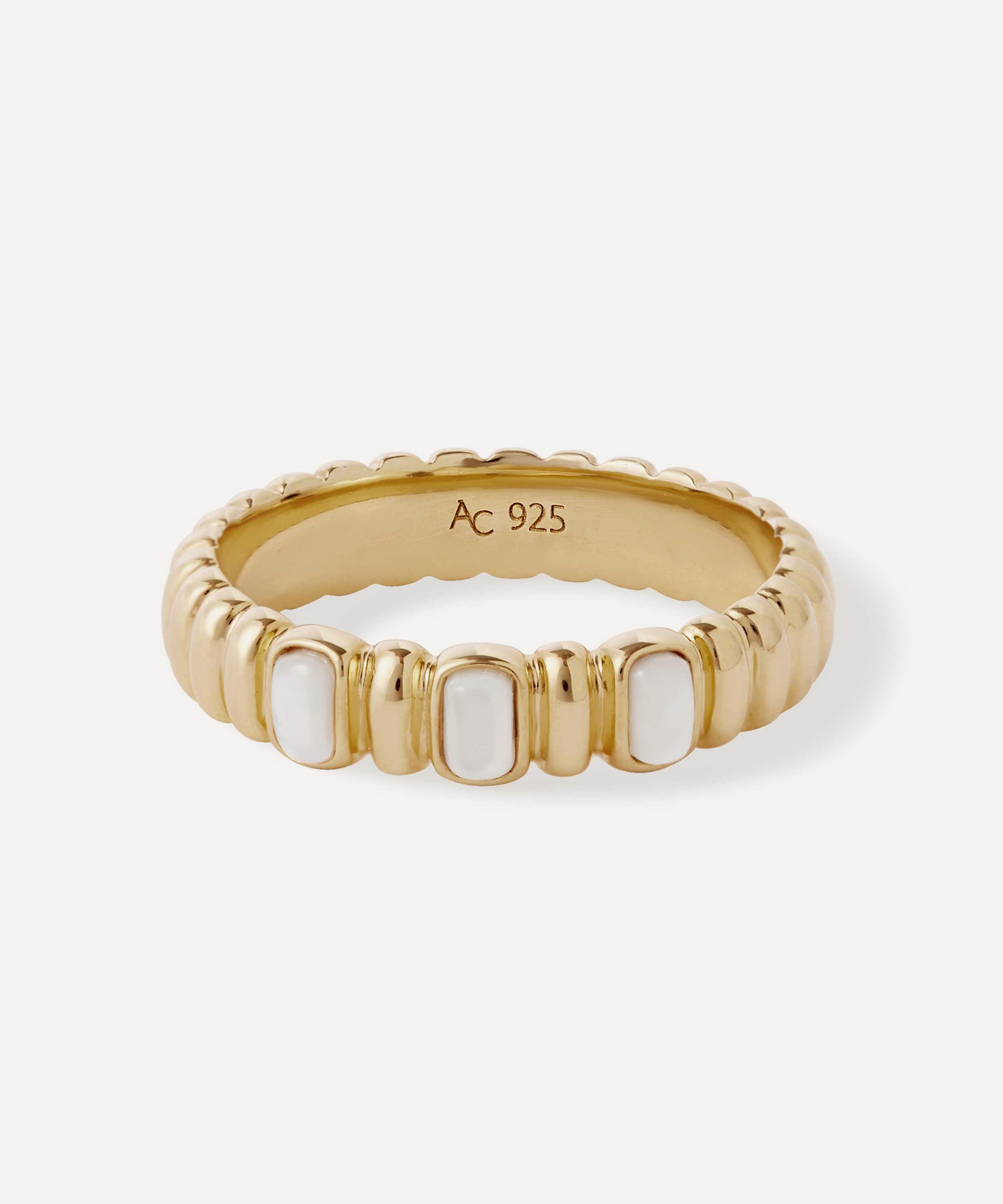Astley Clarke - 18ct Gold-Plated Aurora Ridge Mother of Pearl Eternity Ring image number 0