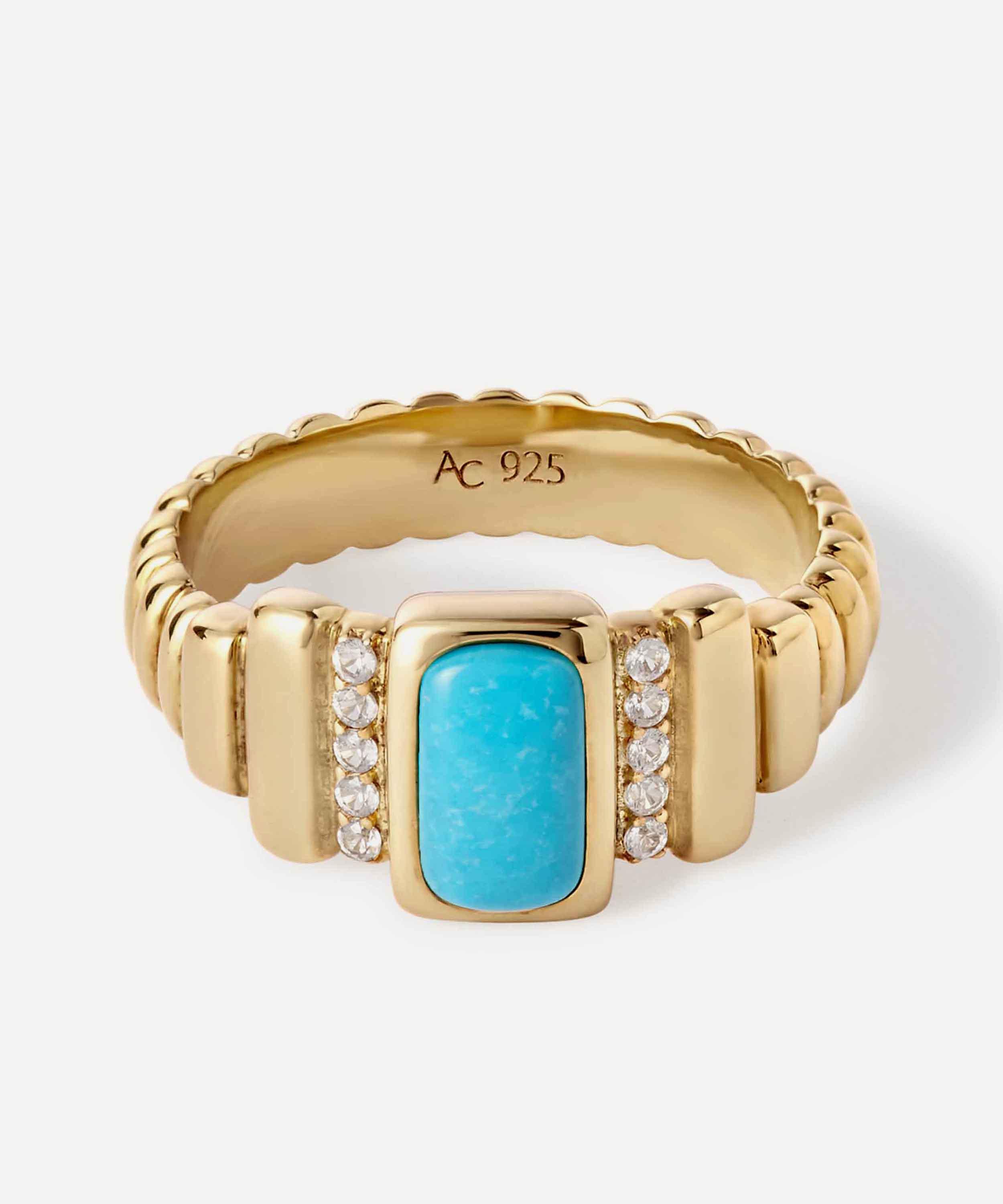 Astley Clarke - 18ct Gold-Plated Vermeil Silver Aurora Ridge Turquoise Ring