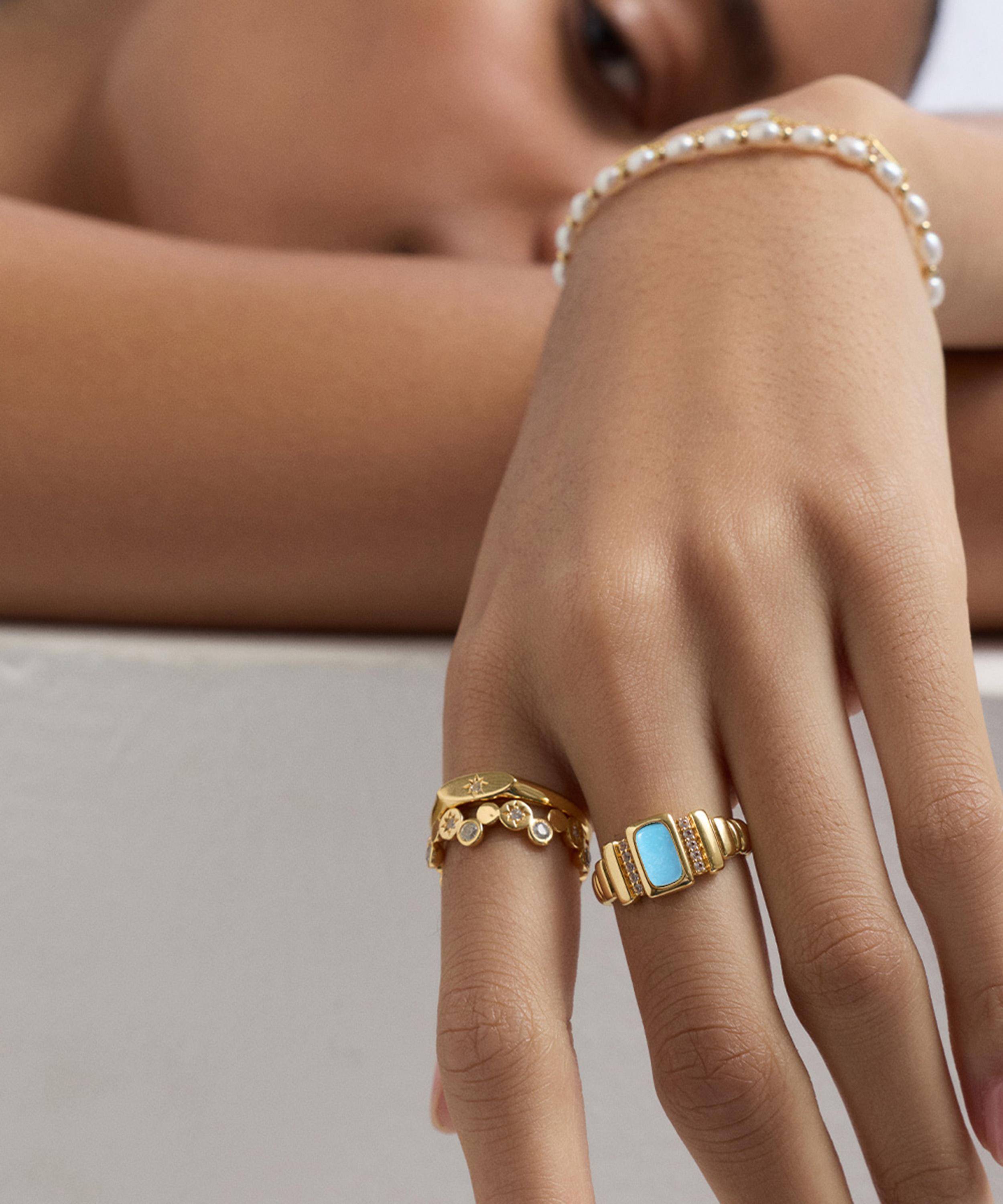 Astley Clarke - 18ct Gold-Plated Vermeil Silver Aurora Ridge Turquoise Ring image number 1