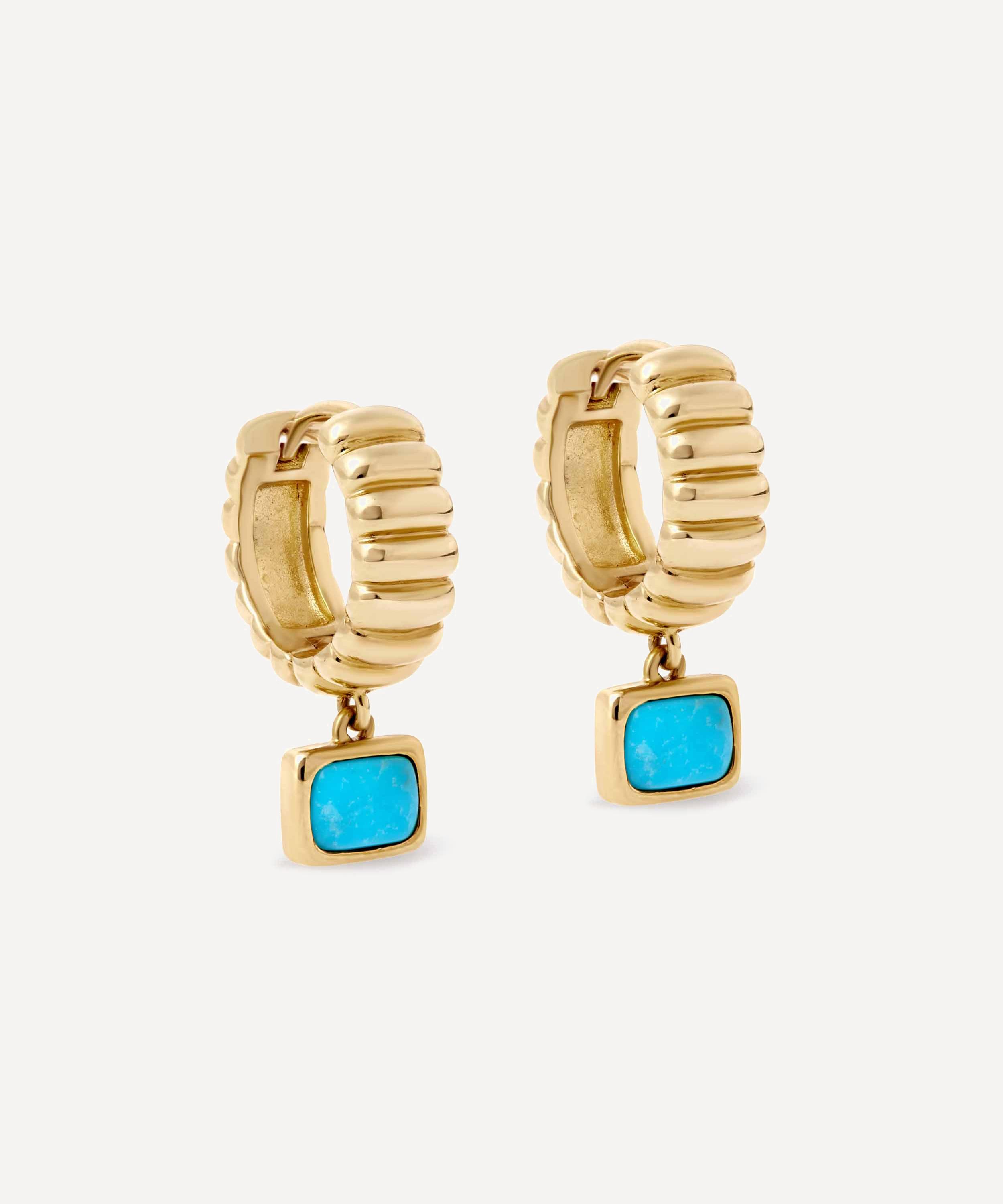 Astley Clarke - 18ct Gold-Plated Aurora Ridge Turquoise Drop Huggie Hoop Earrings image number 0