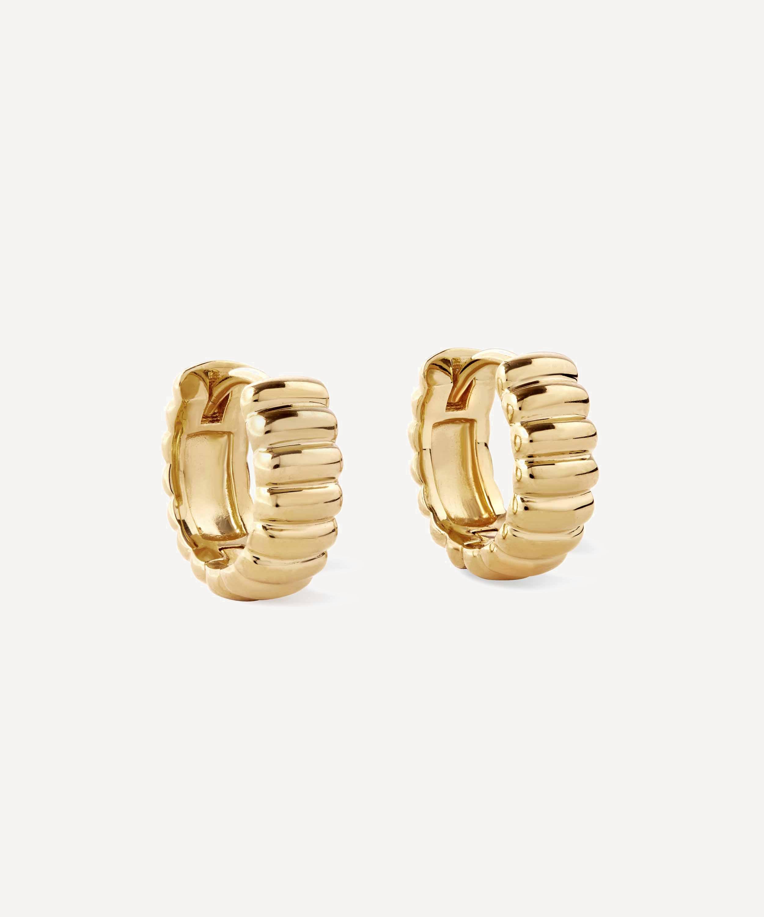 Astley Clarke - 18ct Gold-Plated Vermeil Silver Aurora Ridge Huggie Hoop Earrings