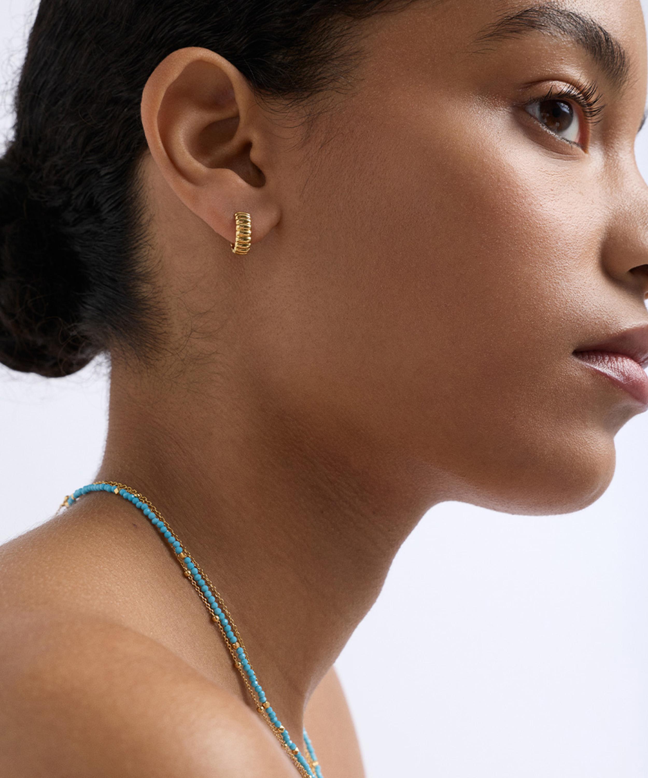 Astley Clarke - 18ct Gold-Plated Vermeil Silver Aurora Ridge Huggie Hoop Earrings image number 1