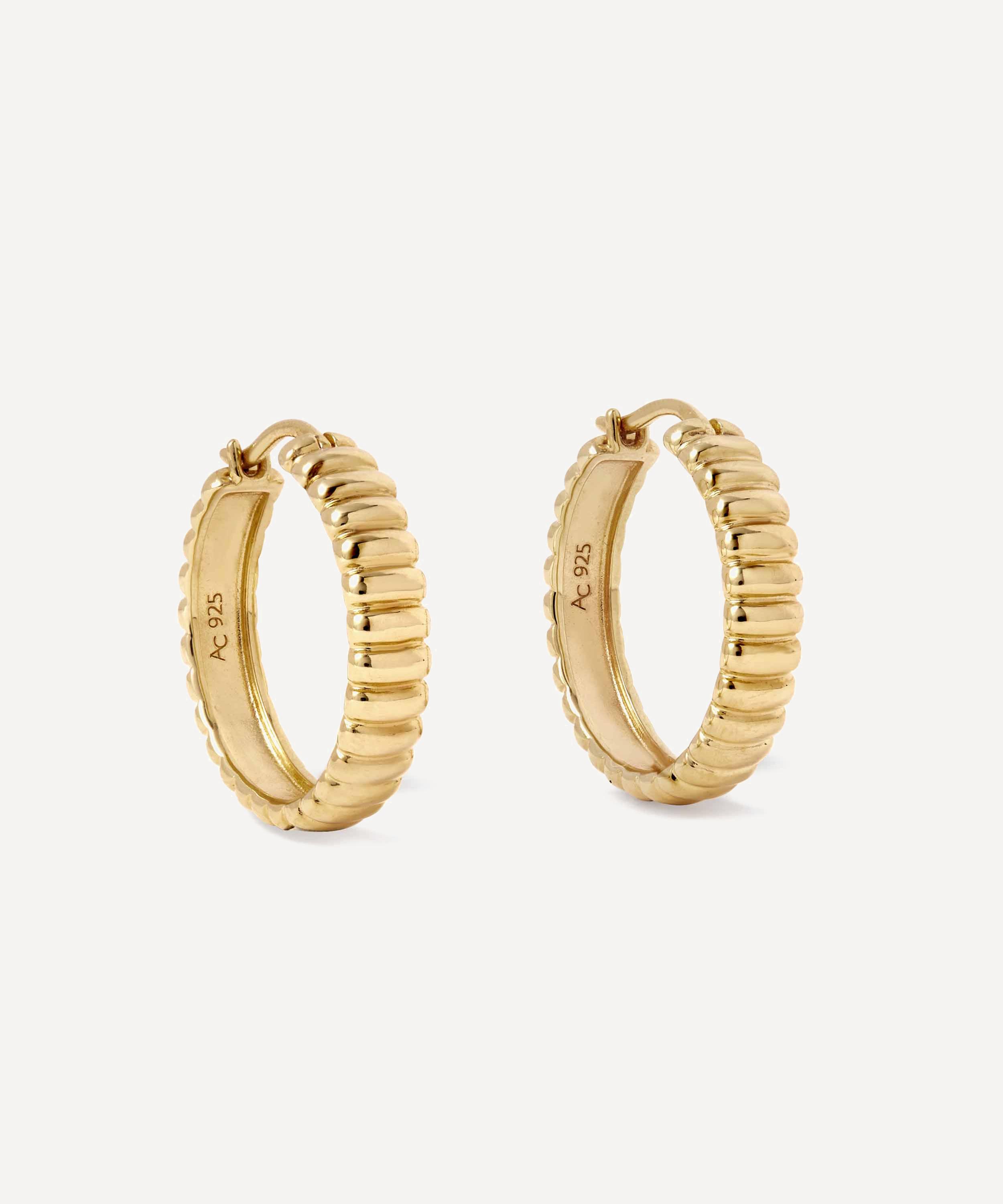 Astley Clarke - 18ct Gold-Plated Vermeil Silver Aurora Ridge Hoop Earrings