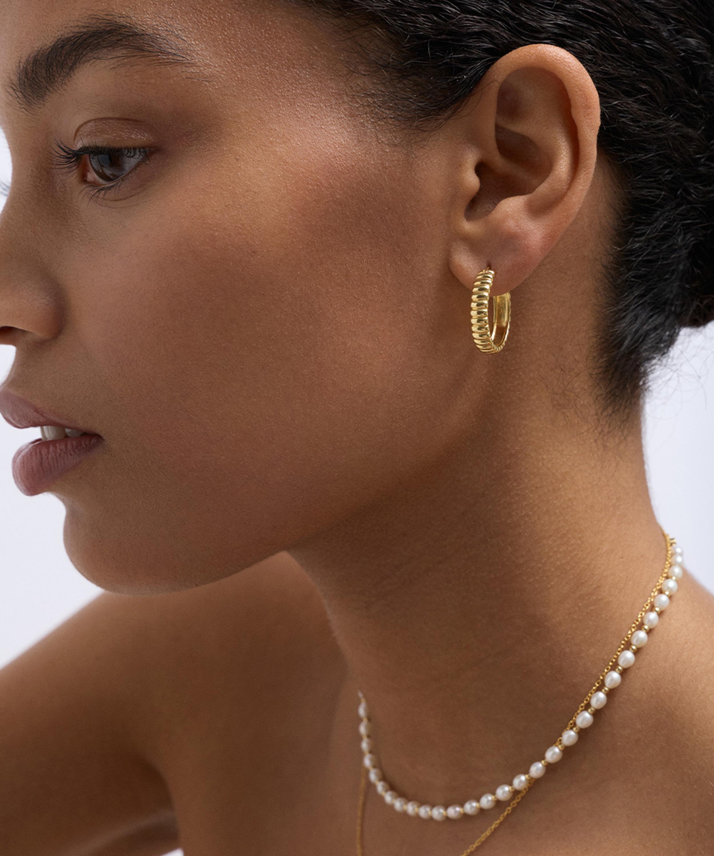 Astley Clarke - 18ct Gold-Plated Vermeil Silver Aurora Ridge Hoop Earrings image number 1