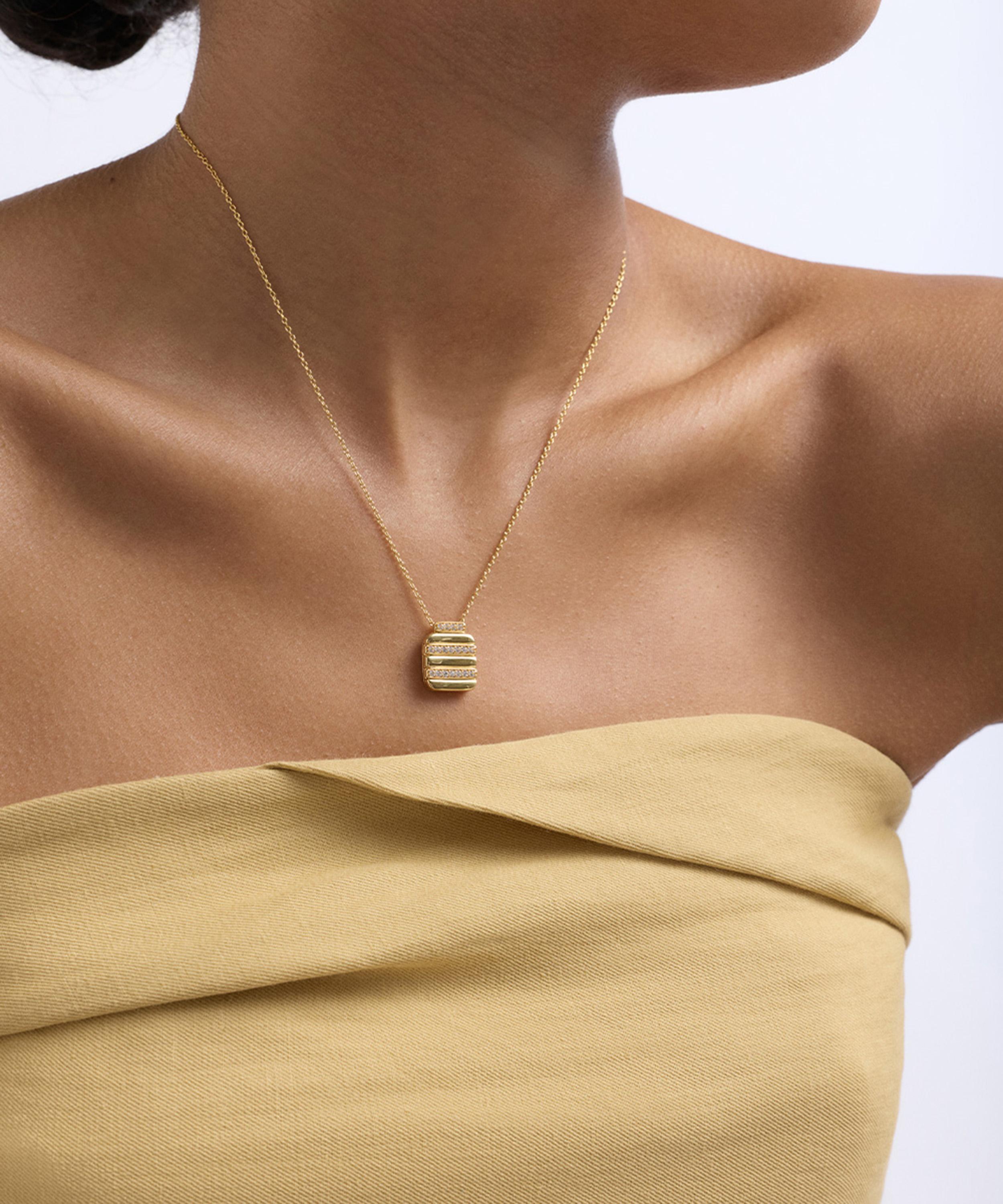 Astley Clarke - 18ct Gold-Plated Vermeil Silver Aurora Ridge Locket Necklace image number 1