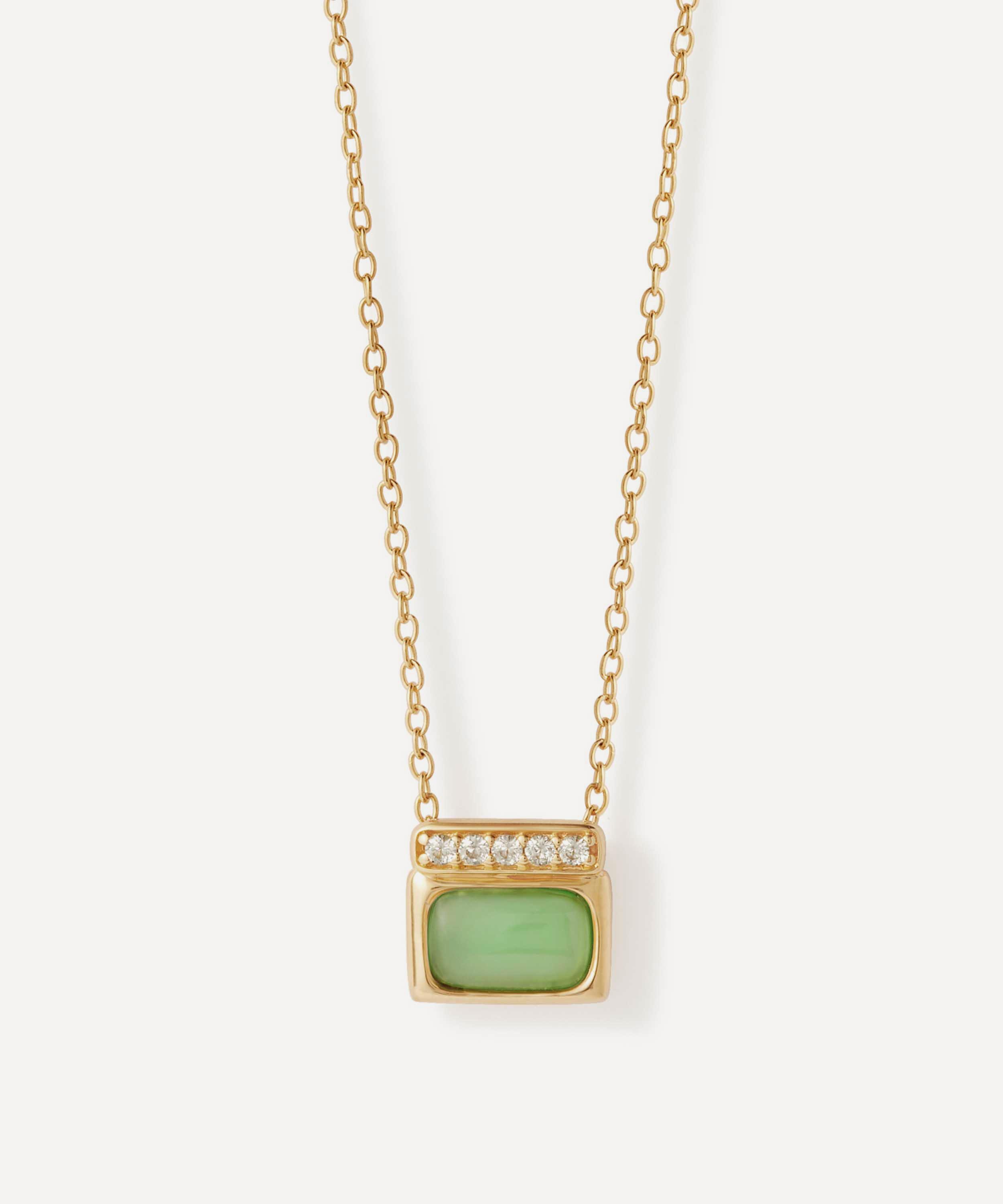 Astley Clarke - 18ct Gold-Plated Vermeil Silver Aurora Ridge Green Chalcedony Pendant Necklace