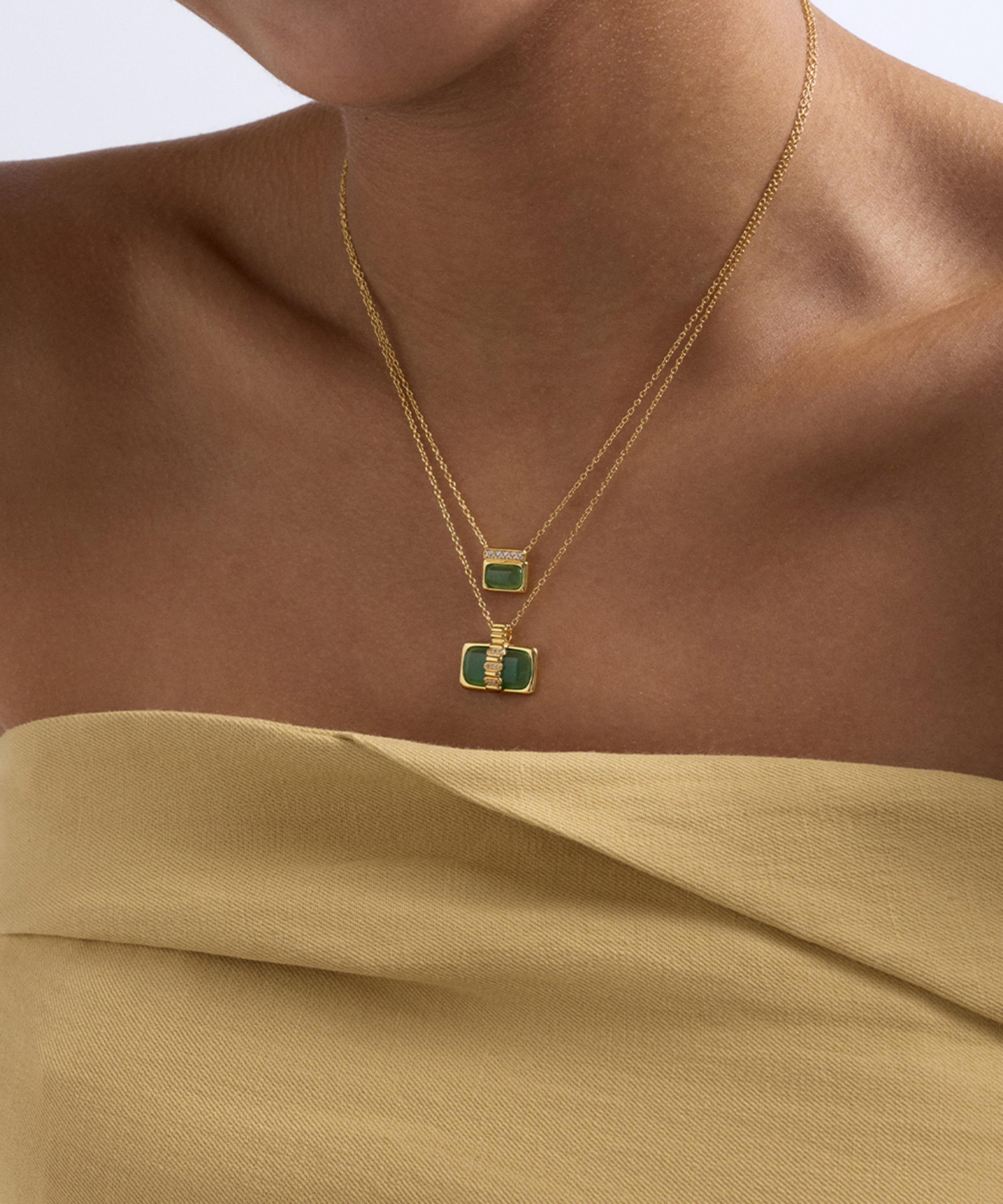 Astley Clarke - 18ct Gold-Plated Vermeil Silver Aurora Ridge Green Chalcedony Pendant Necklace image number 1