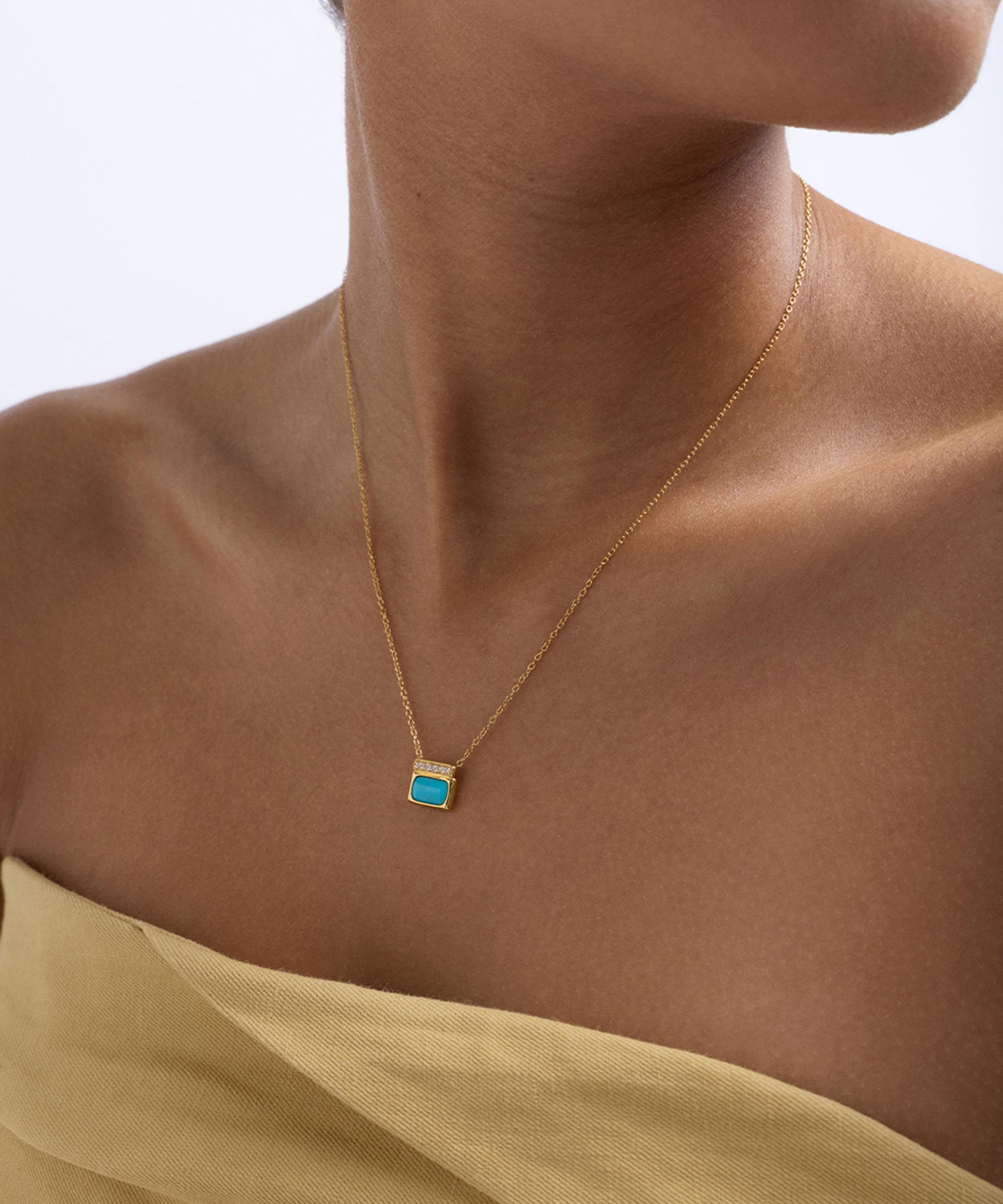 Astley Clarke - 18ct Gold-Plated Vermeil Silver Aurora Ridge Turquoise Pendant Necklace image number 1