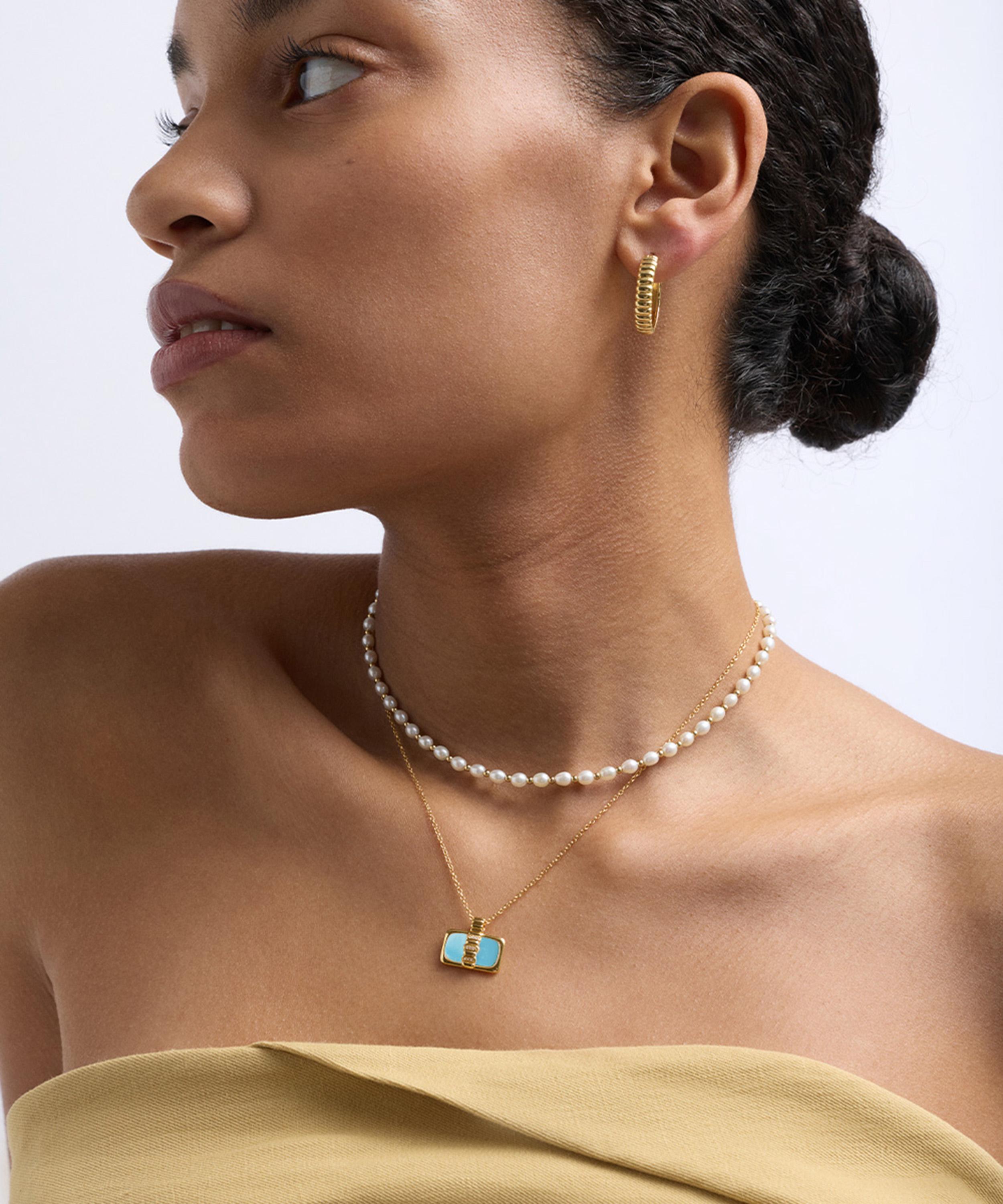 Astley Clarke - 18ct Gold-Plated Vermeil Silver Aurora Ridge Turquoise Landscape Pendant Necklace image number 1