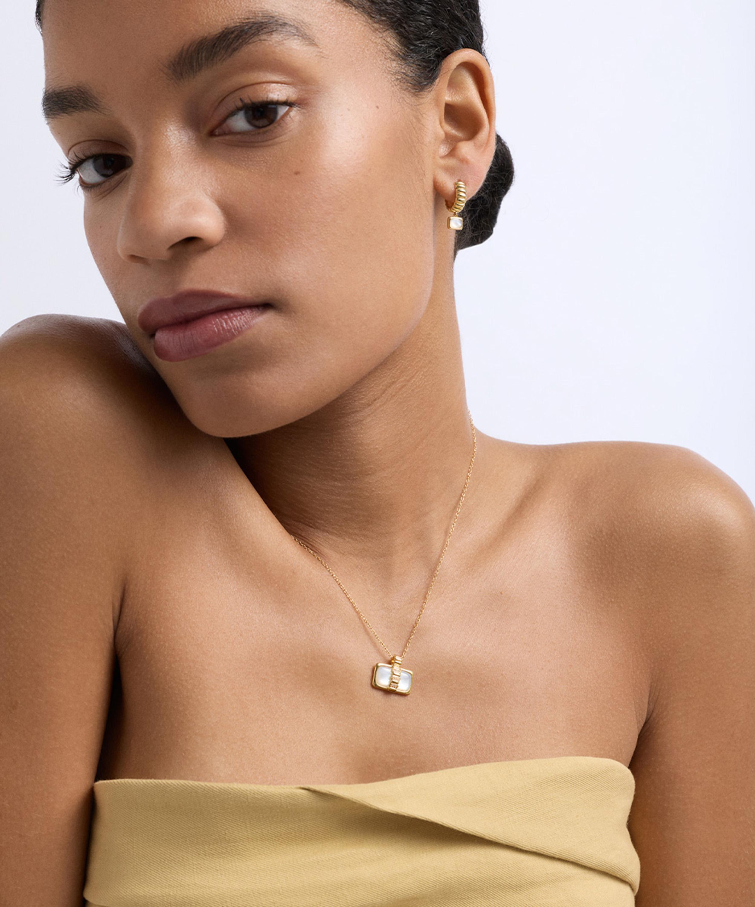 Astley Clarke - 18ct Gold-Plated Vermeil Silver Aurora Ridge Mother of Pearl Landscape Pendant Necklace image number 1