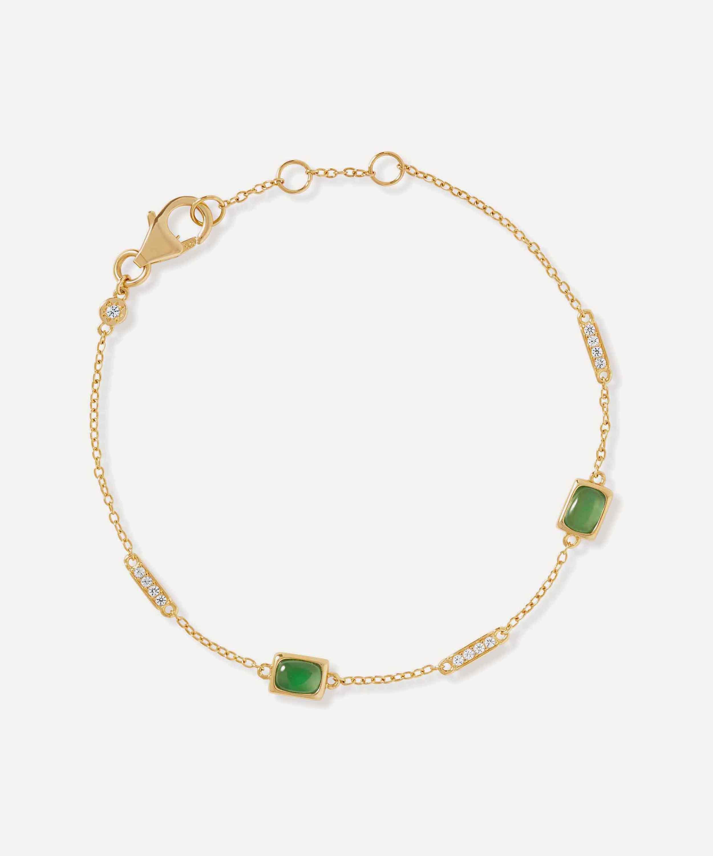 Astley Clarke - 18ct Gold-Plated Vermeil Silver Aurora Ridge Green Chalcedony Station Bracelet