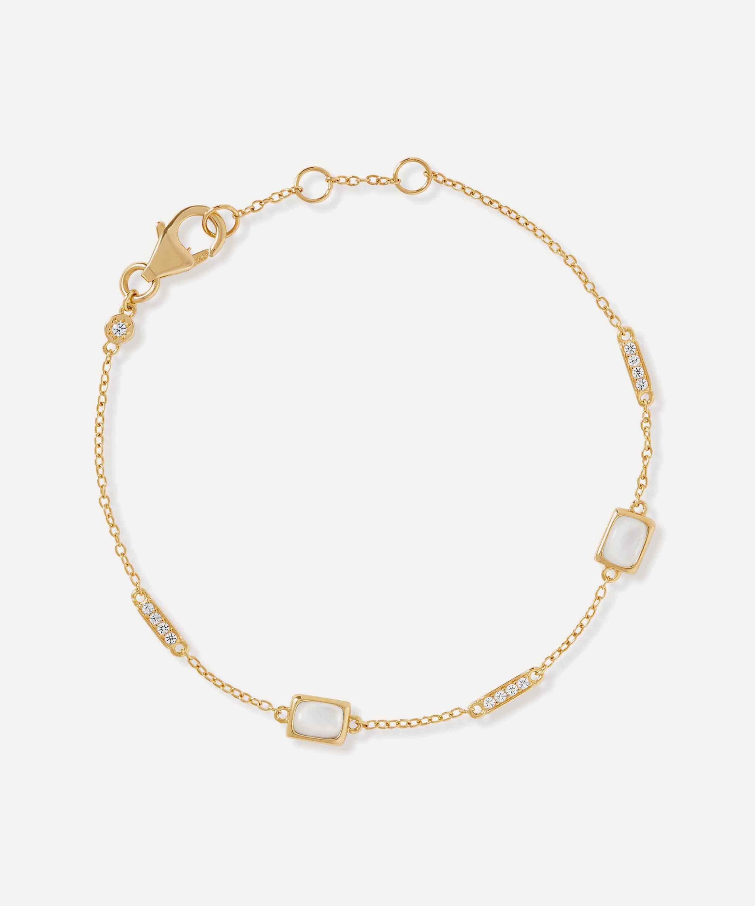 Astley Clarke - 18ct Gold-Plated Vermeil Silver Aurora Ridge Mother of Pearl Station Bracelet