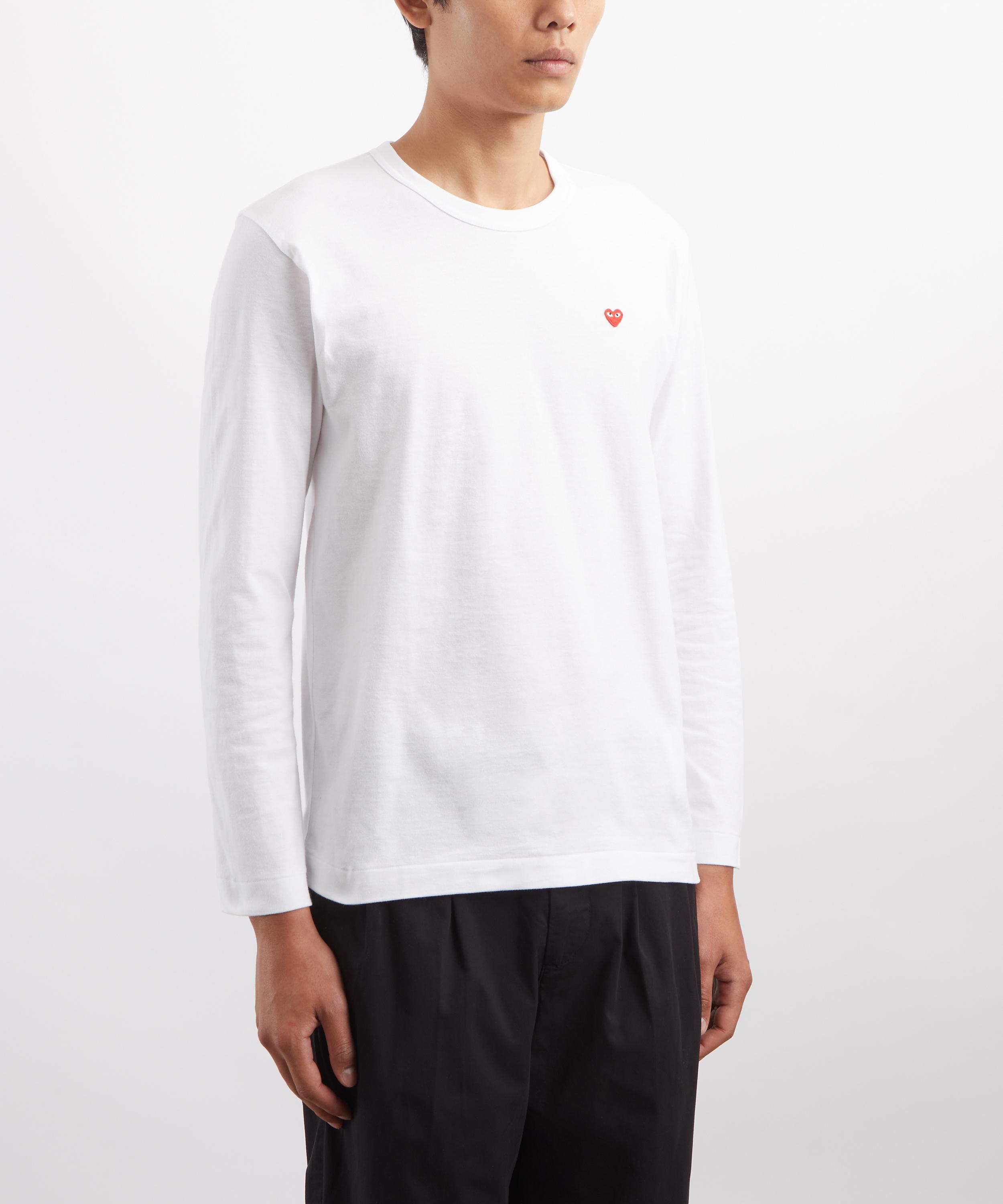 Comme des Gar&ccedil;ons Play - White Small Red Emblem Long-Sleeve T-Shirt image number 2