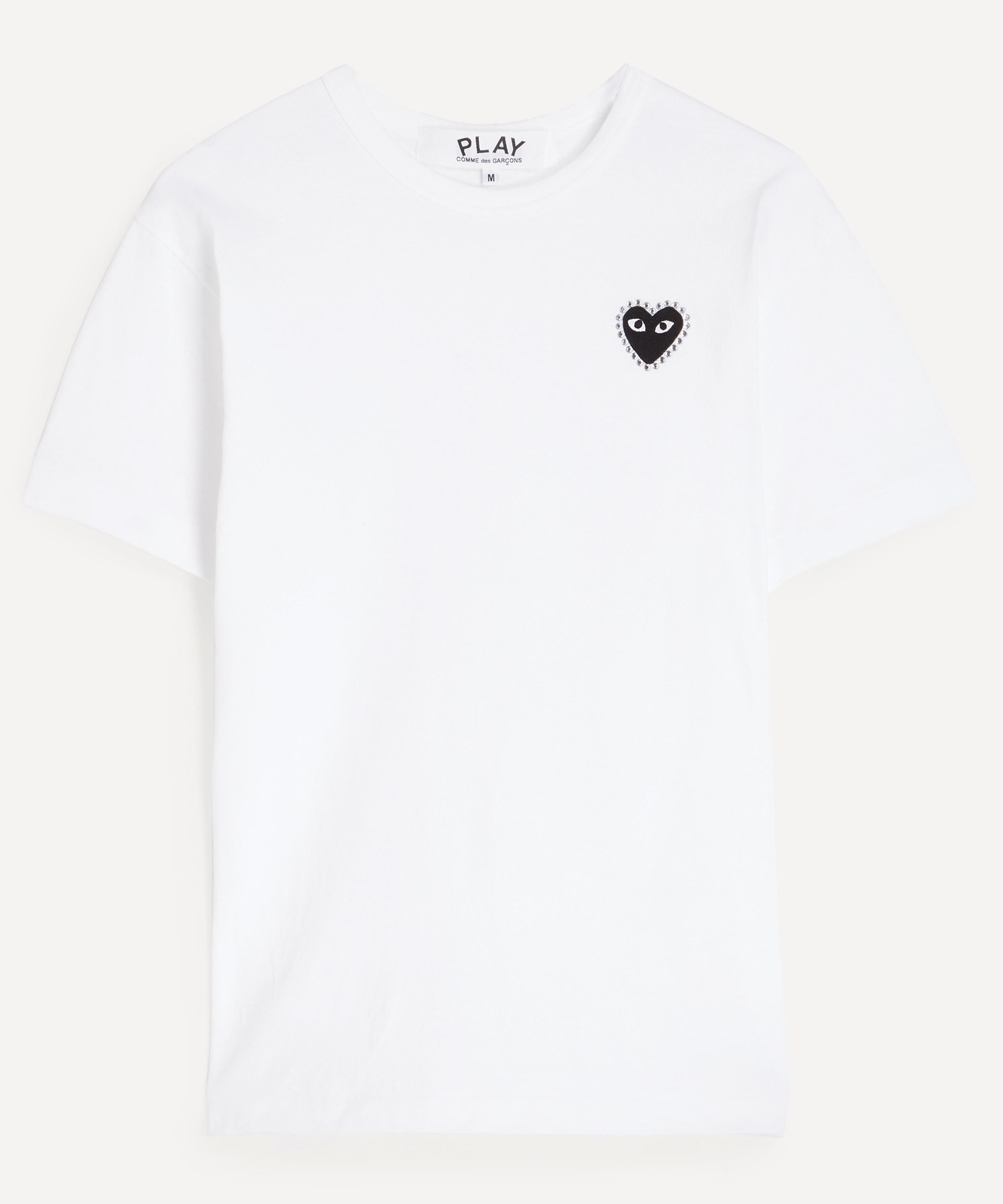 Comme des Gar&ccedil;ons Play - White Rhinestone Heart Short-Sleeve T-Shirt