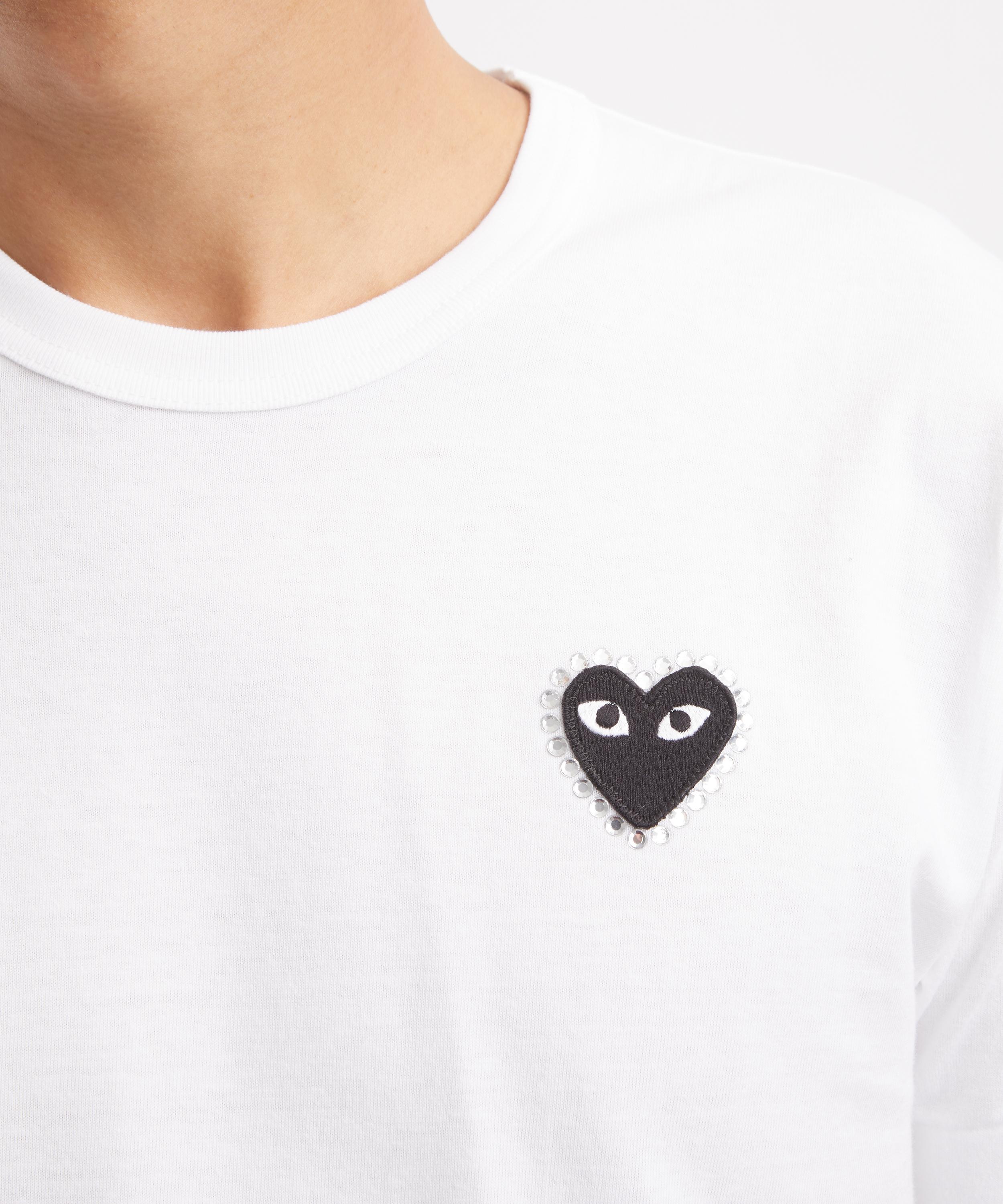Comme des Gar&ccedil;ons Play - White Rhinestone Heart Short-Sleeve T-Shirt image number 4