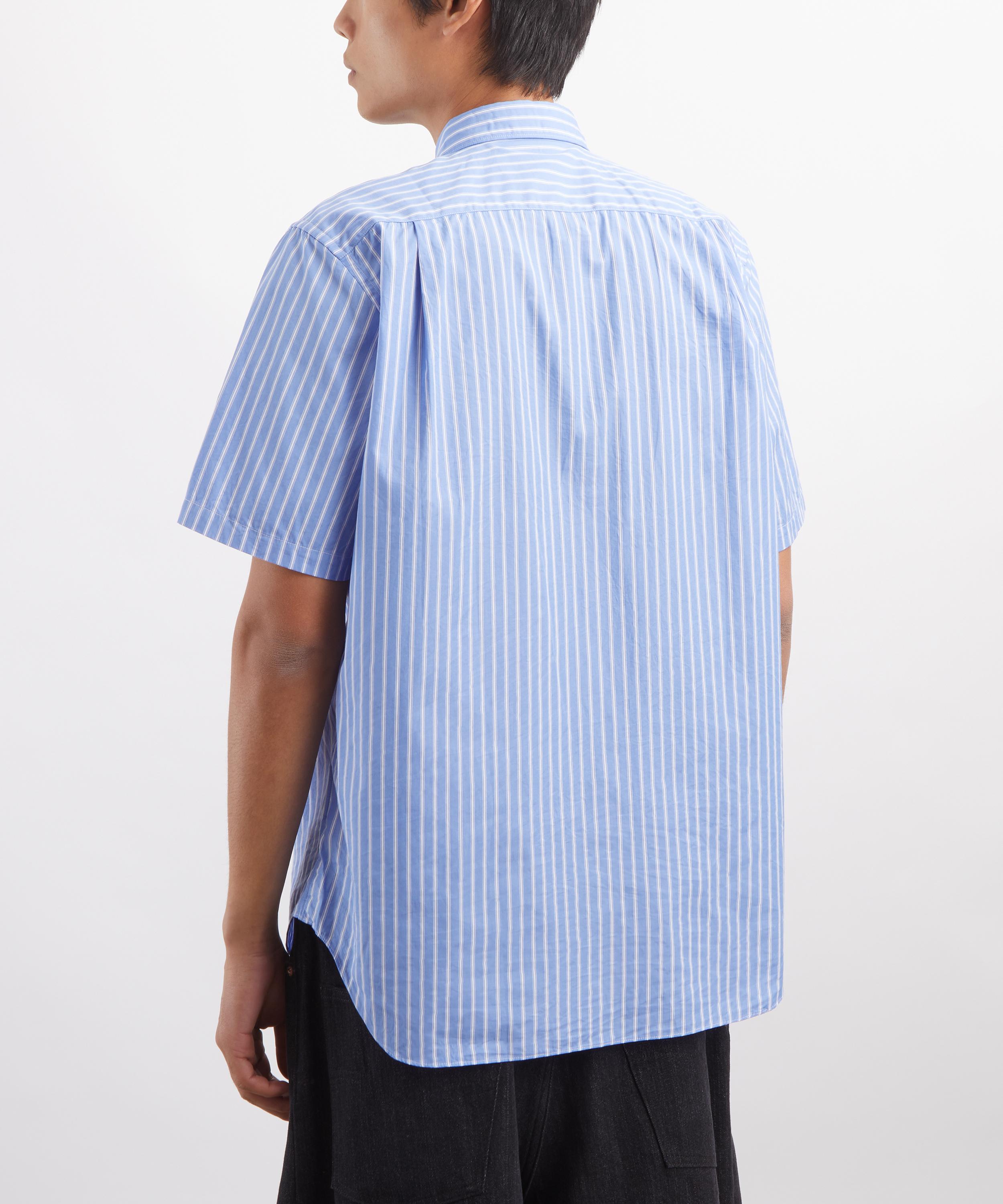 Comme des Gar&ccedil;ons Play - Blue Striped Black Emblem Short-Sleeve Shirt image number 3