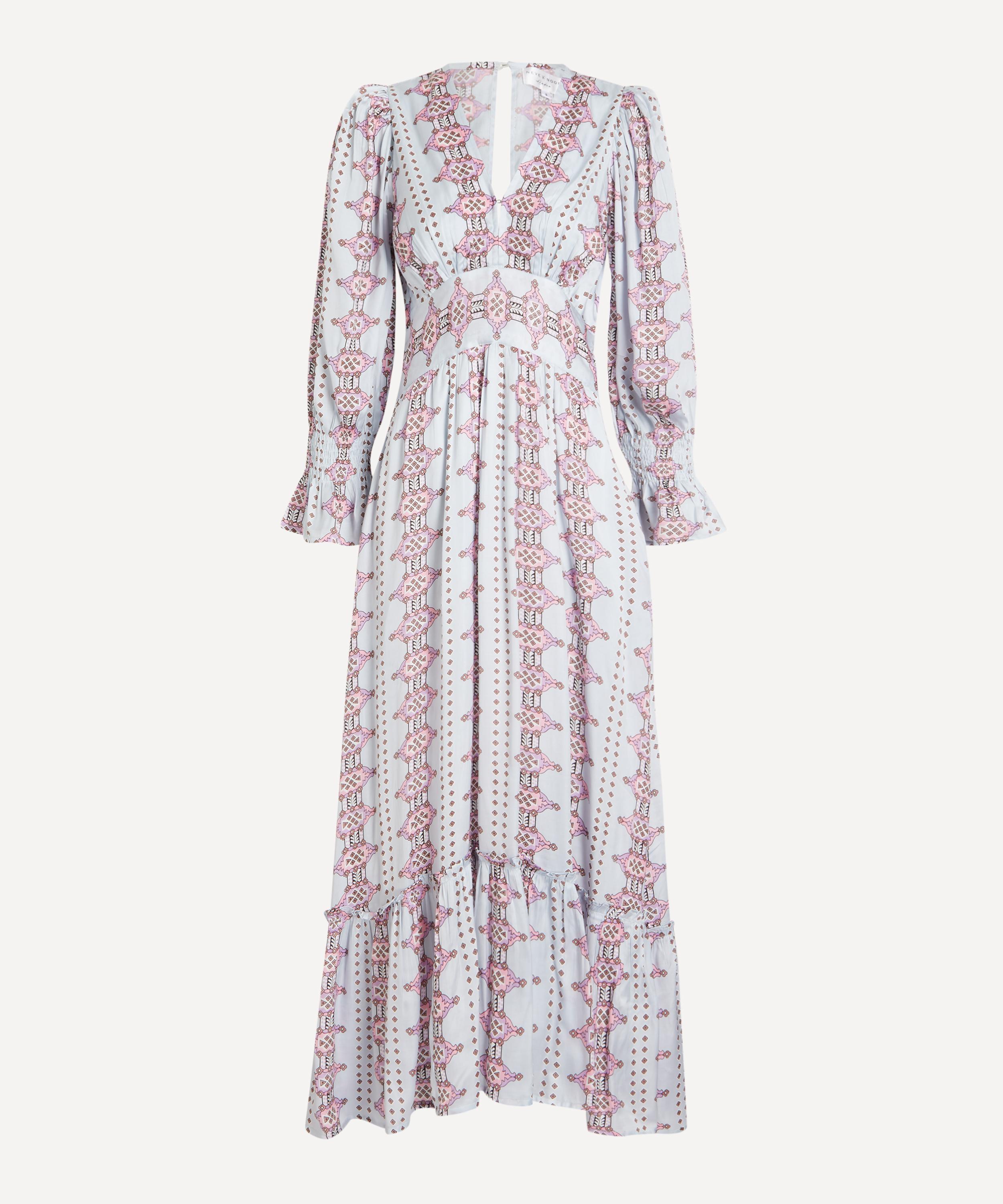 Neve & Noor - Sophia Aztec Blue Satin Dress