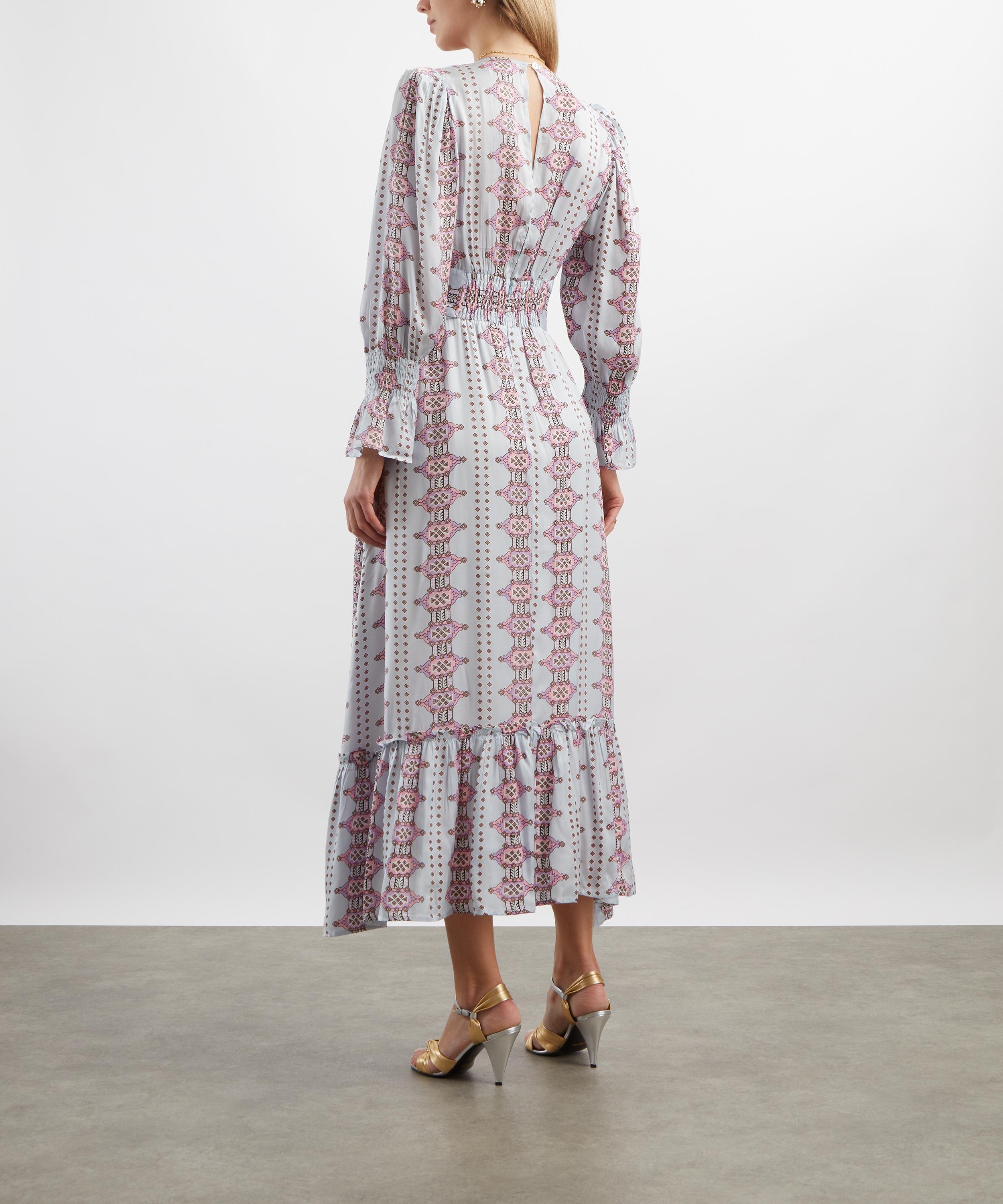 Neve & Noor - Sophia Aztec Blue Satin Dress image number 3