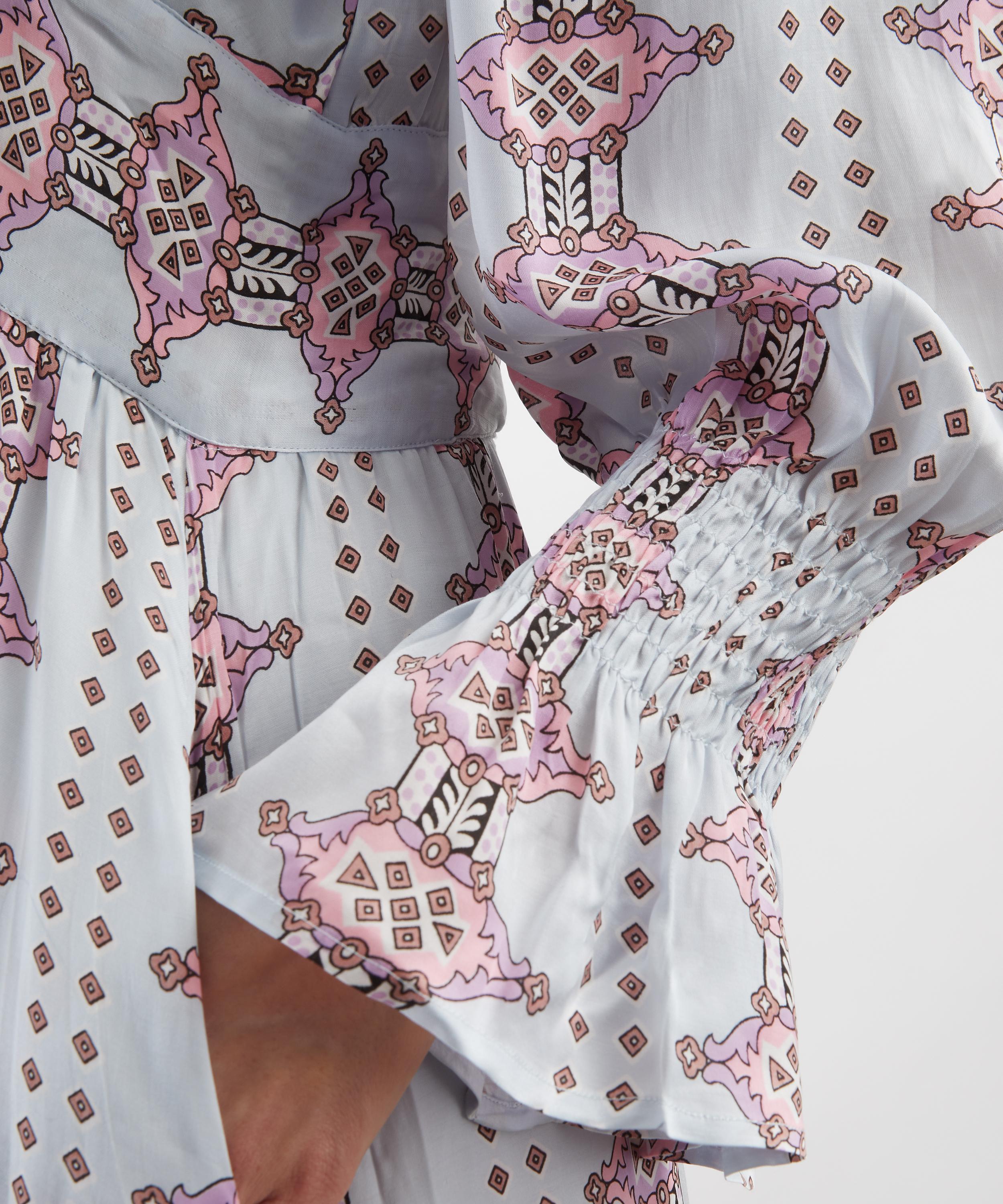 Neve & Noor - Sophia Aztec Blue Satin Dress image number 4