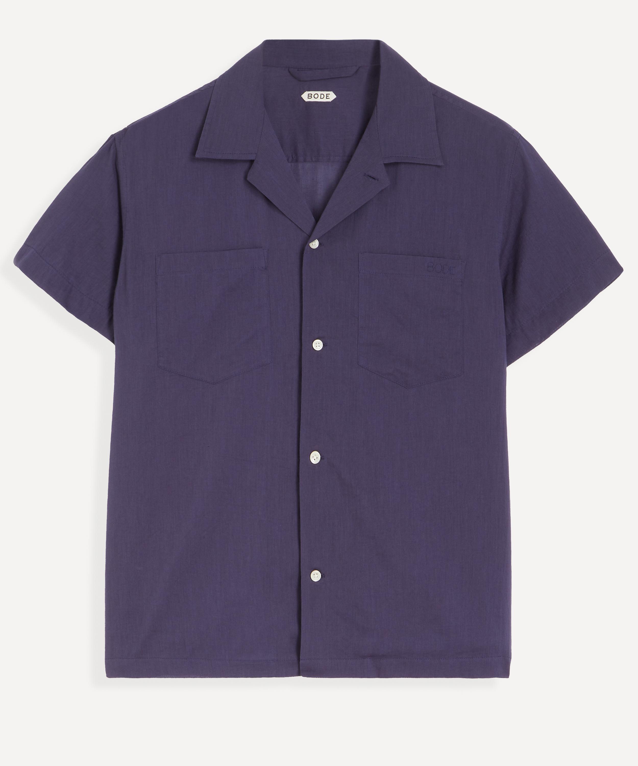 Bode - Voile Short-Sleeve Shirt in Navy image number 0