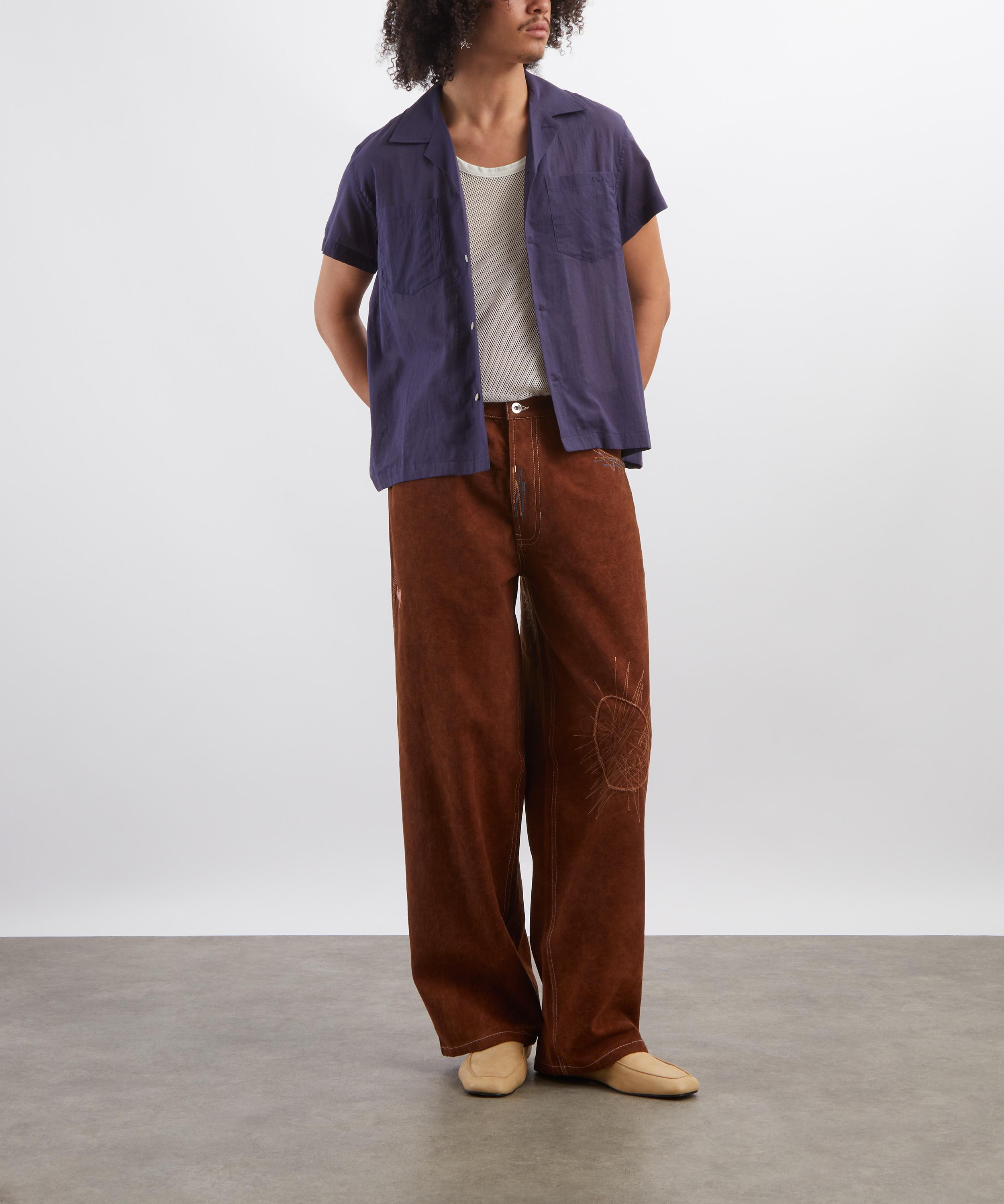 Bode - Voile Short-Sleeve Shirt in Navy image number 1