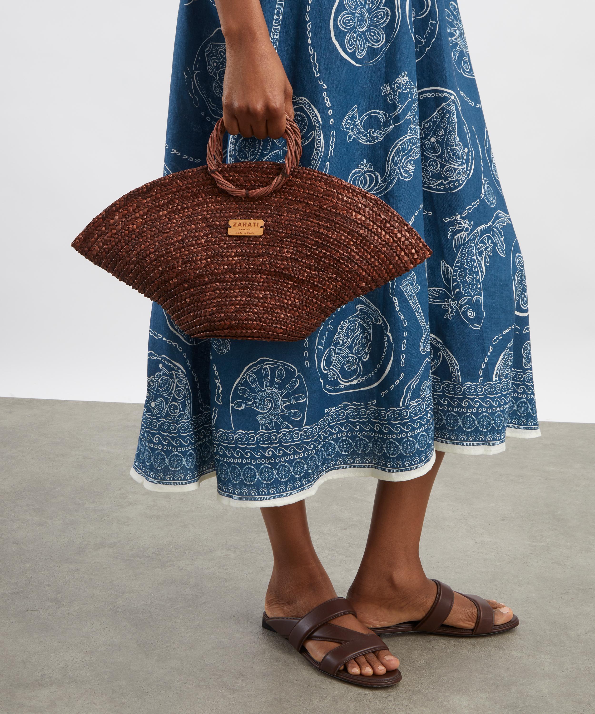 Zahati - Wheat Straw Chocolate Mini Hatbag image number 1