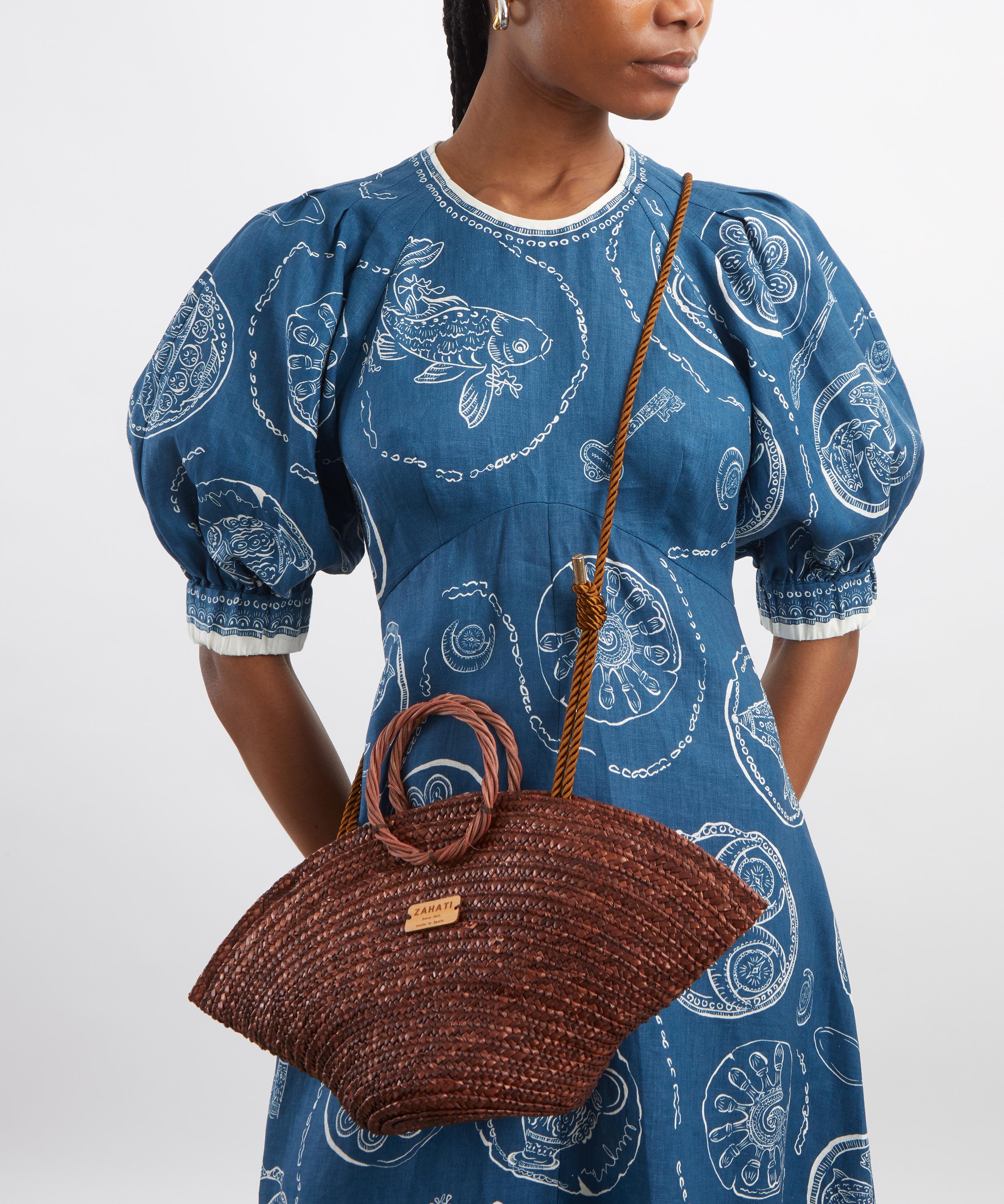 Zahati - Wheat Straw Chocolate Mini Hatbag image number 6