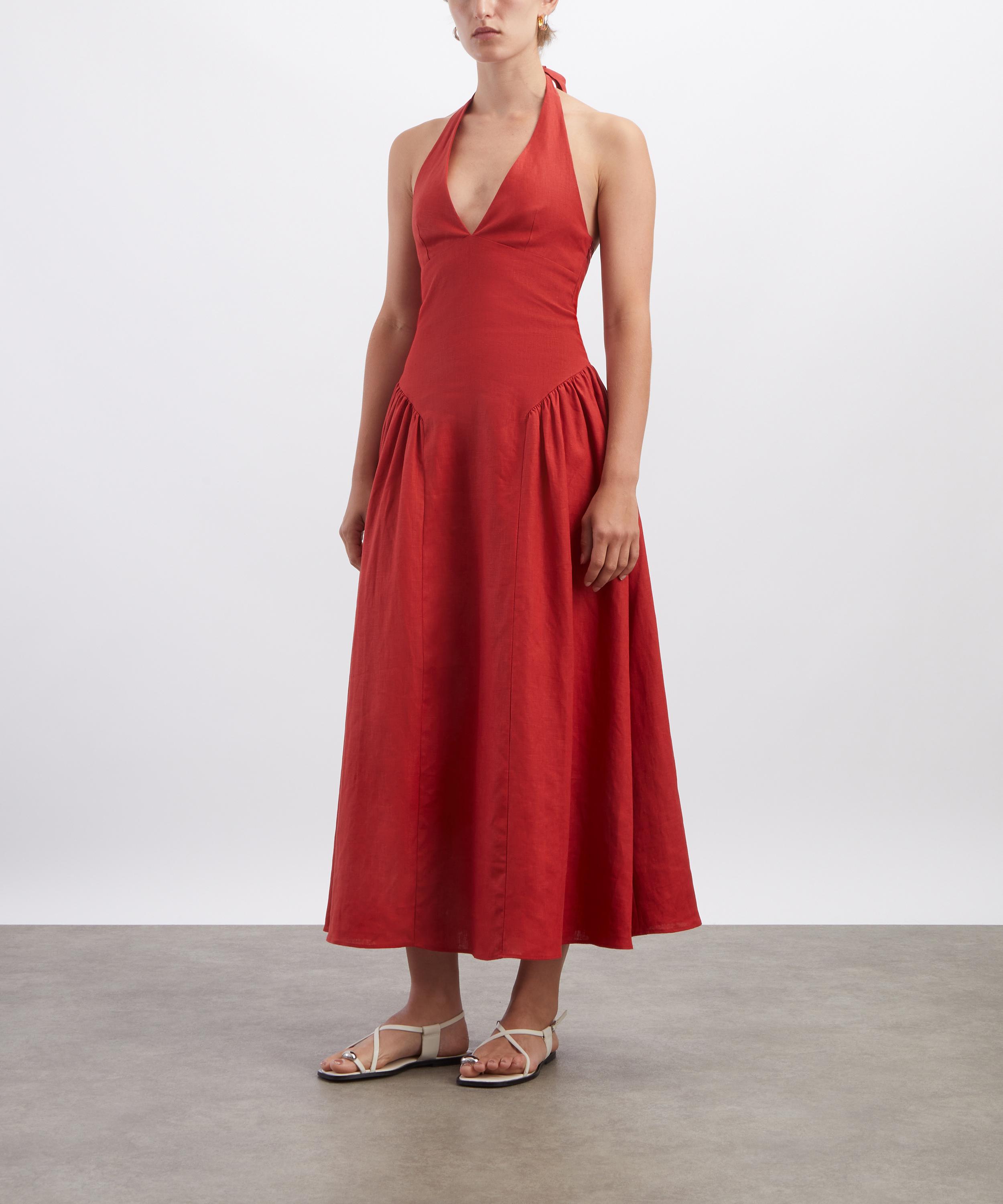 FAITHFULL - La Cala Red Midi Dress image number 2
