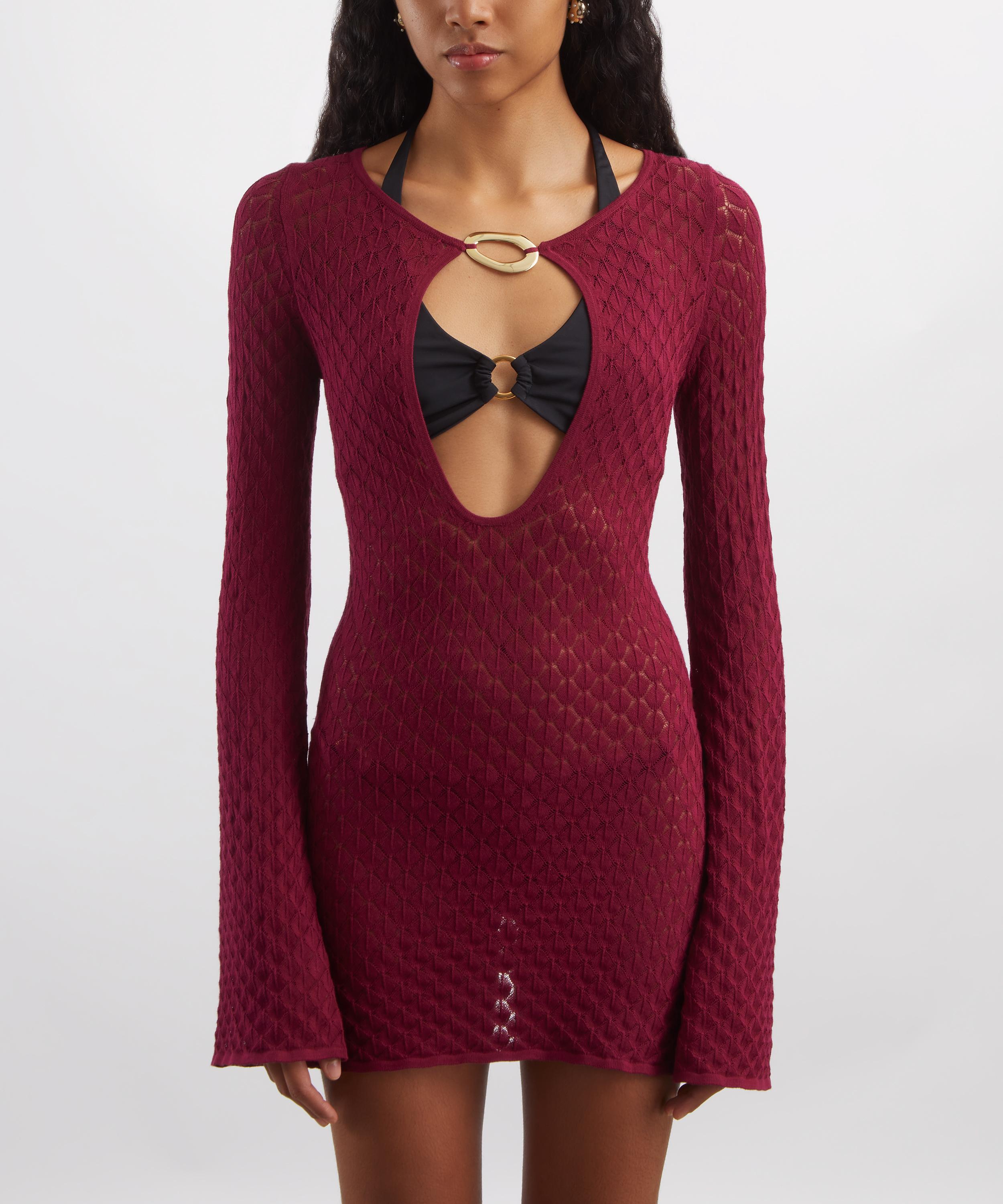 Away That Day - Havana Cassis Crochet Mini Dress&nbsp; image number 2