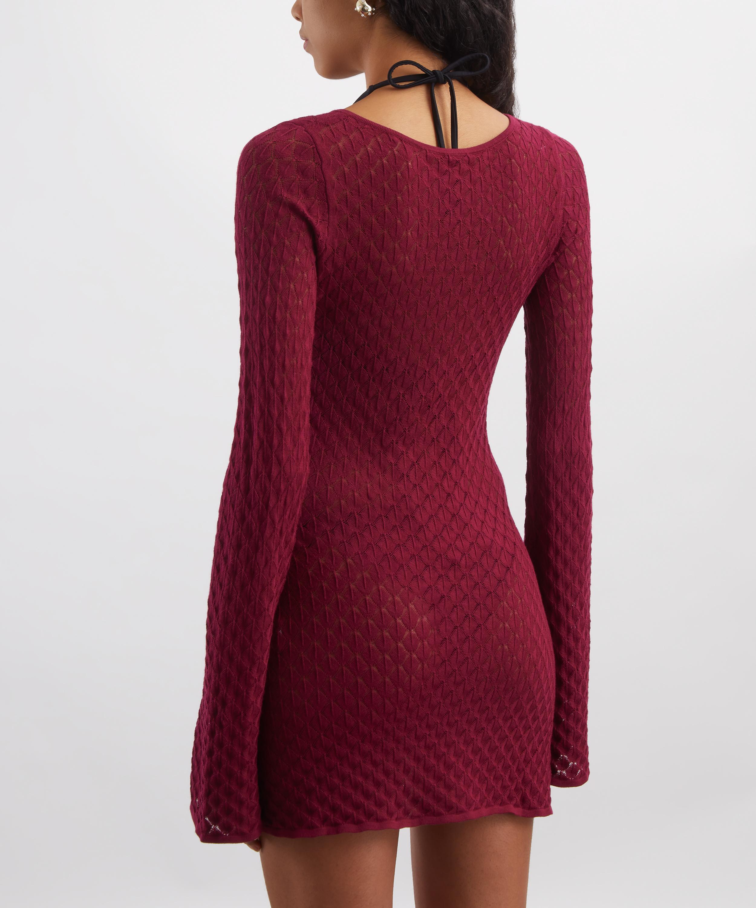 Away That Day - Havana Cassis Crochet Mini Dress&nbsp; image number 3